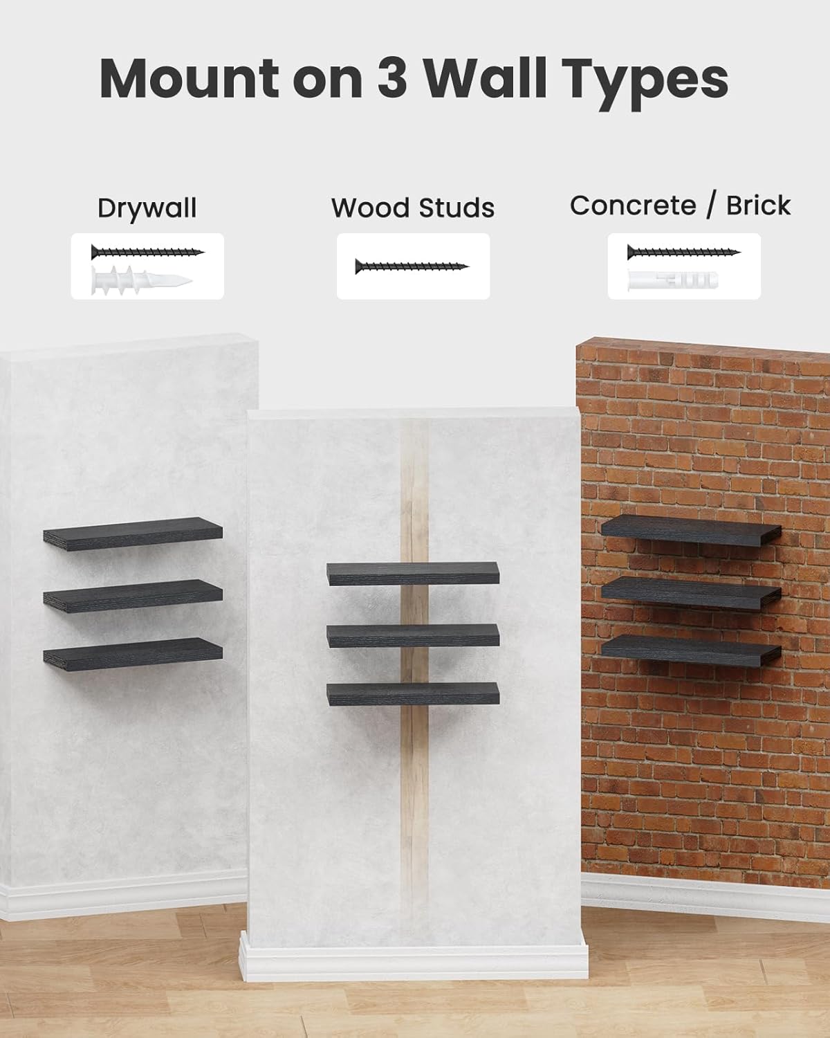 AMADA HOMEFURNISHING Floating Shelves, Wall Shelves for Bathroom/Living Room/Bedroom/Kitchen Decor