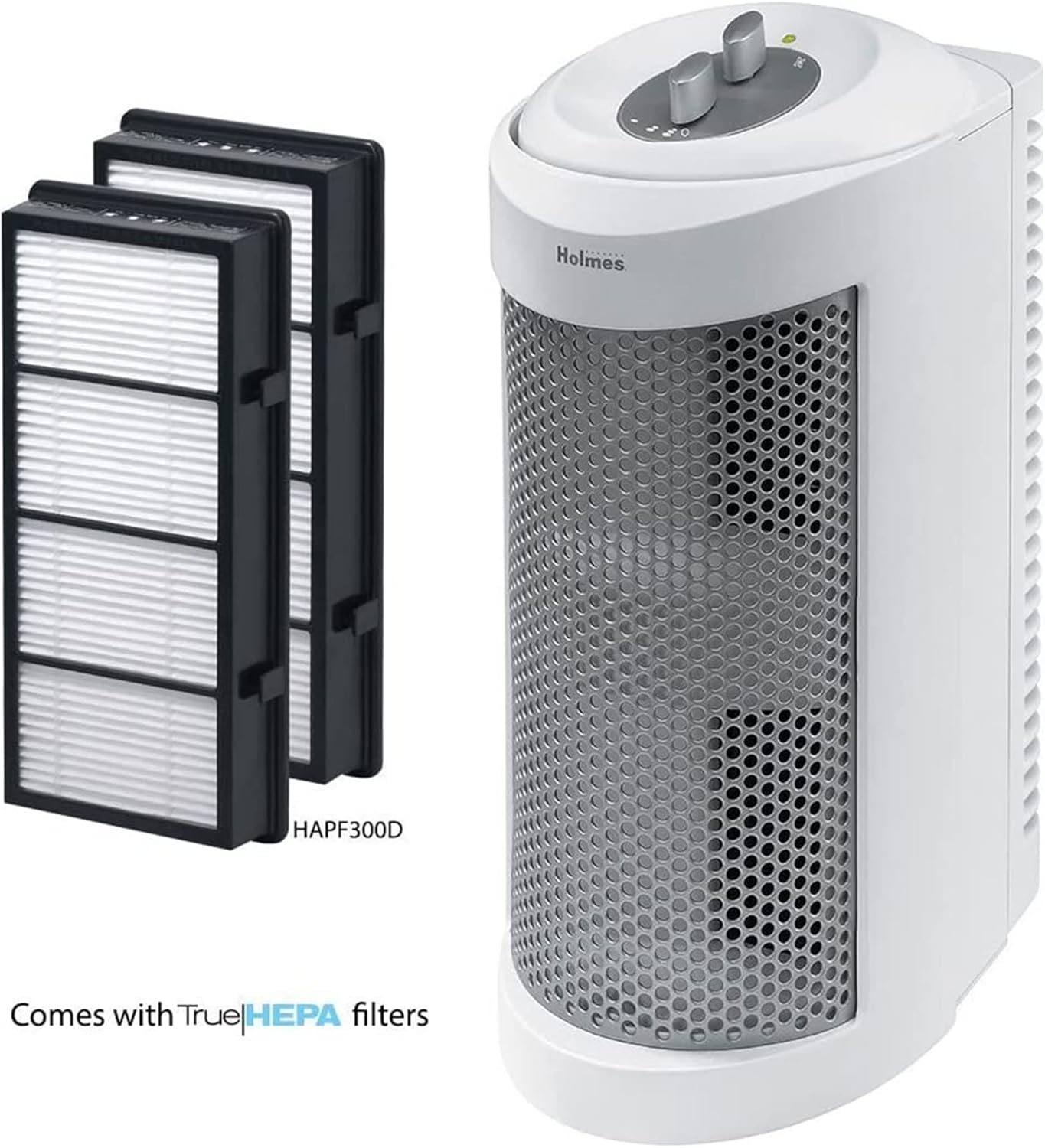 Holmes True HEPA Allergen Remover Mini Tower Air Purifier with Optional Ionizer | Small Space Air Purifier, White (HAP706-NU-1)