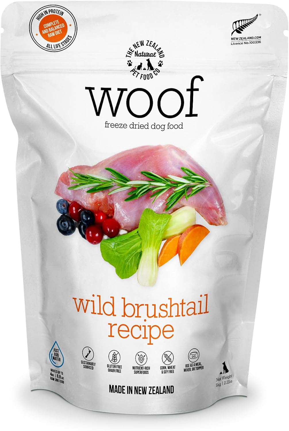 The New Zealand Natural Pet Food Co. Woof Freeze Dried Dog Food - Wild Venison, High Protein, Dog Food Topper & Dog Treats, All Life Stages, 1.76 oz
