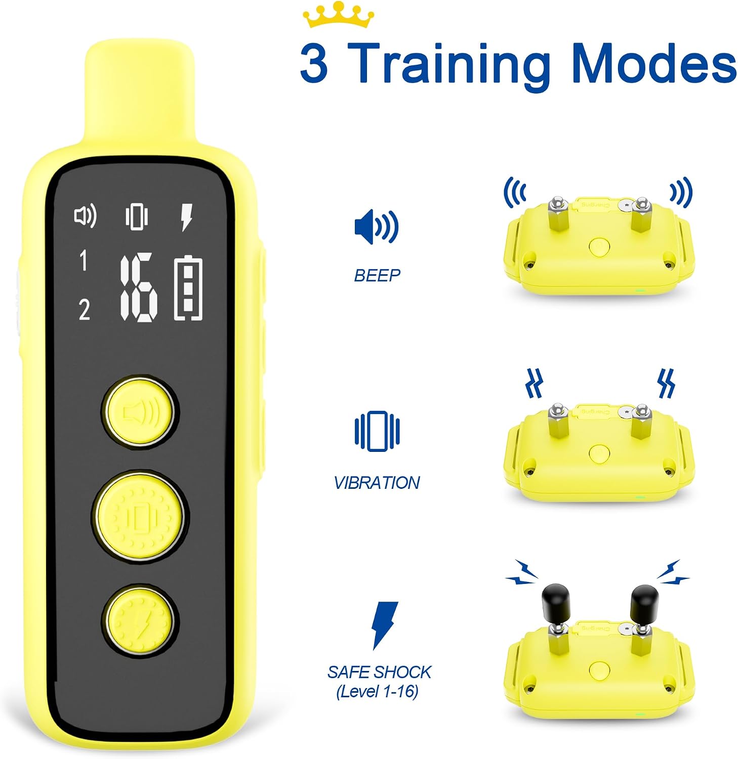Bousnic Dog Shock Collar for 2 Dogs - (8-120lbs) Waterproof Rechargeable Electric Dog Training Collar with Remote for Small Medium Large Dogs with