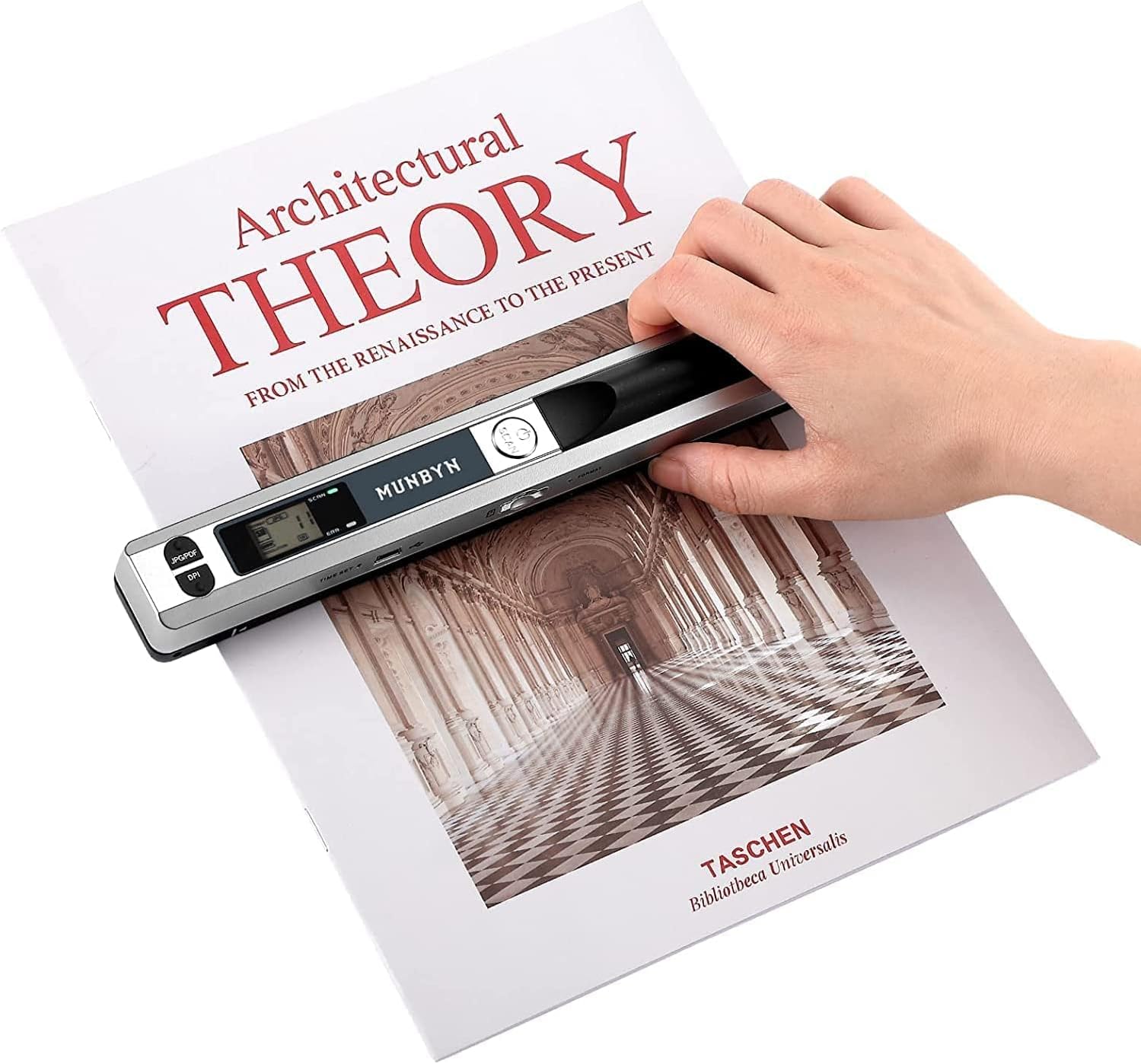 MUNBYN Portable Scanner, 900 DPI Handheld Wand Scanner, A4, 16GB SD, Black | A4 document/photo scanning, JPG/PDF output, flat scanning, USB transfer to PC/laptop, 16GB SD card included, no driver needed