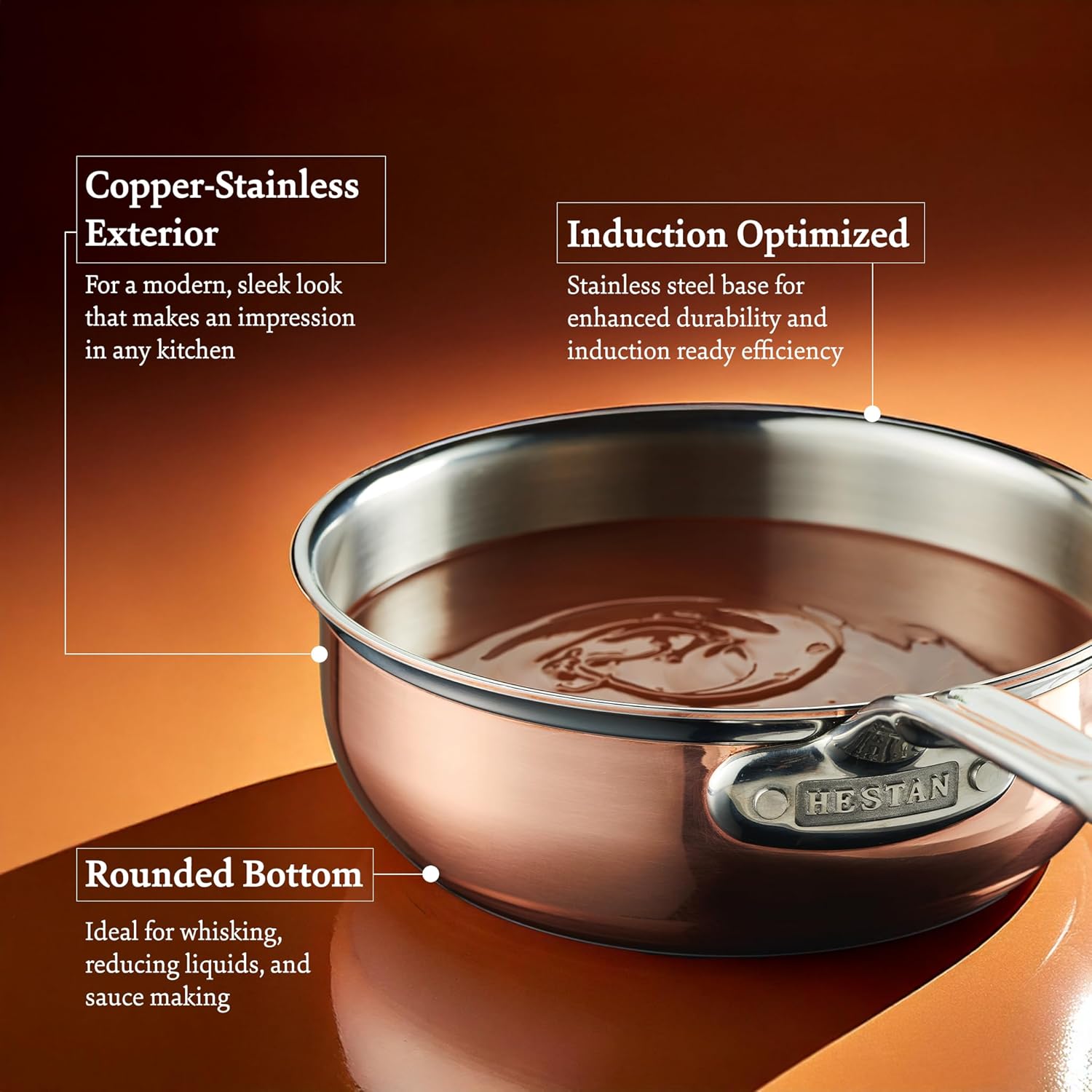 Hestan - CopperBond Collection - 100% Pure Copper Frying Pan, Induction Cooktop Compatible, 8.5-Inch