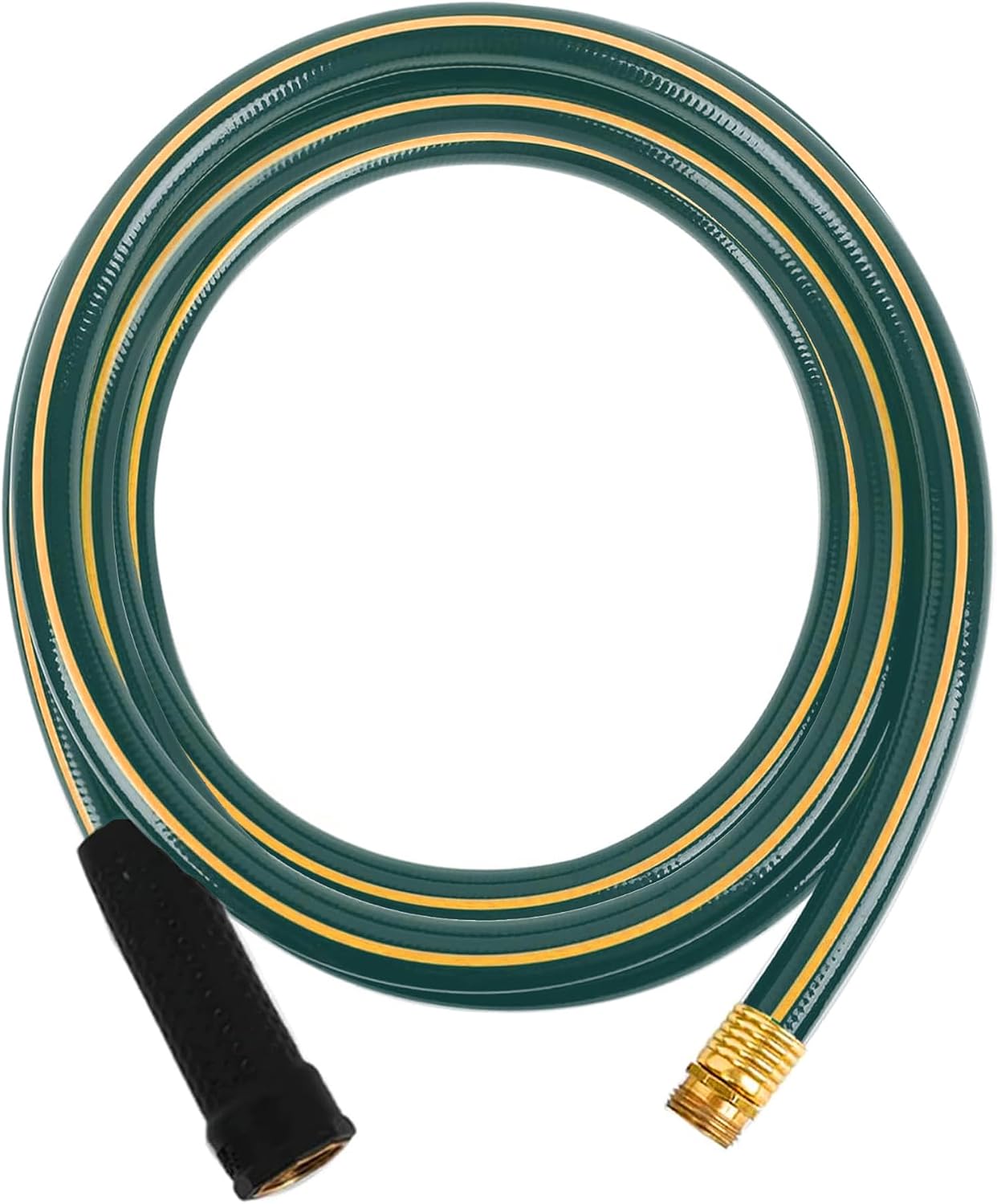 Solution4Patio Long Black Garden Hose 3/4 in. x 50 ft. -Heavy Duty Durable Flexible Lightweight Water Pipe -Brass Aluminum Ends for Household & Commercial -Kink Free, No Leaking, Male/Female Fittings