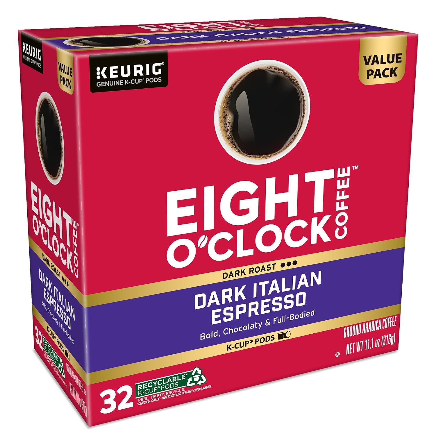 Eight O'Clock Coffee The Original, Single-Serve Keurig K-Cup Pods, Medium Roast Coffee Pods, 72 Count
