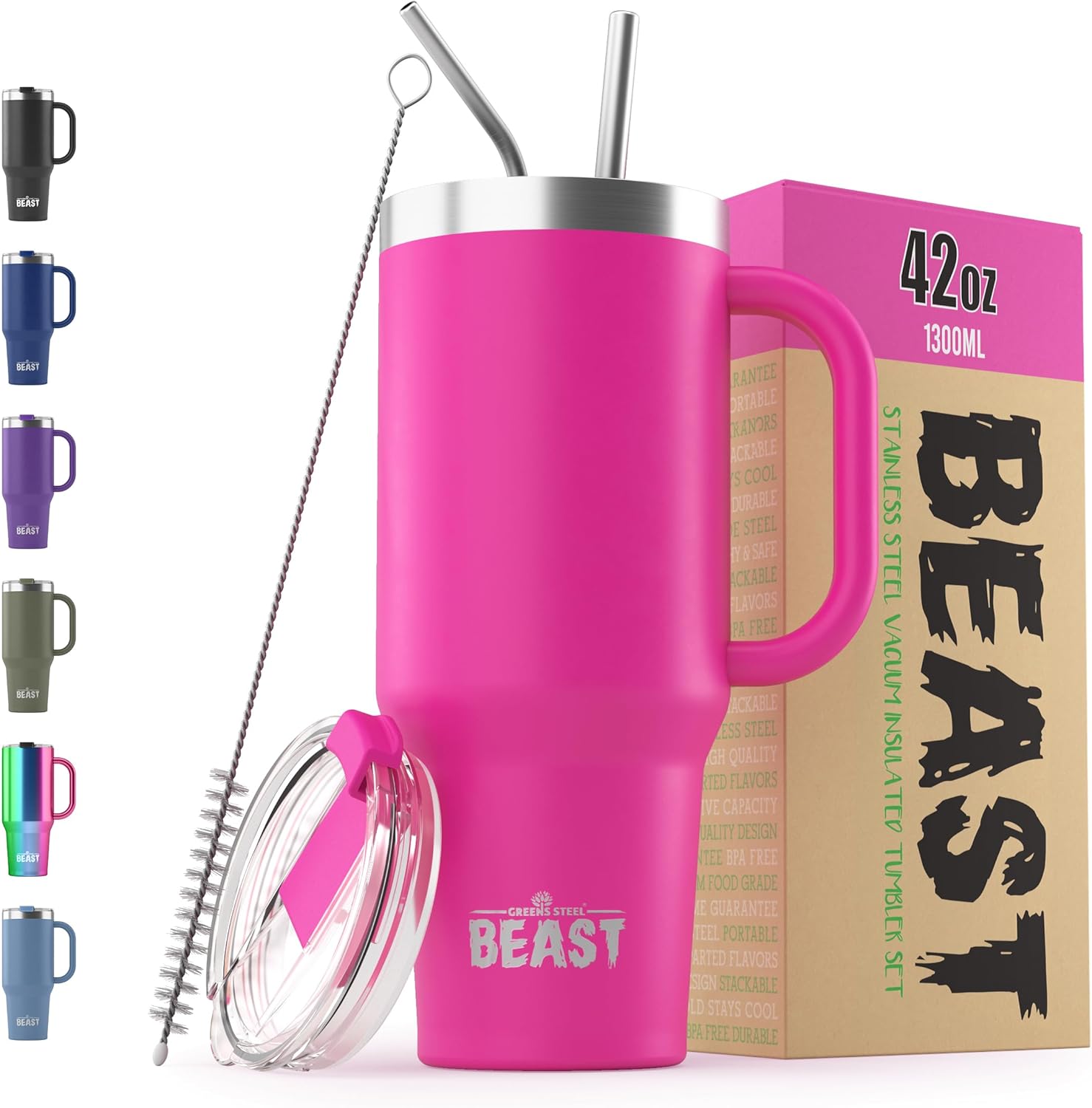 Beast 30 oz Tumbler Stainless Steel Vacuum Insulated Coffee Ice Cup Double Wall Travel Flask (Cupcake Pink)