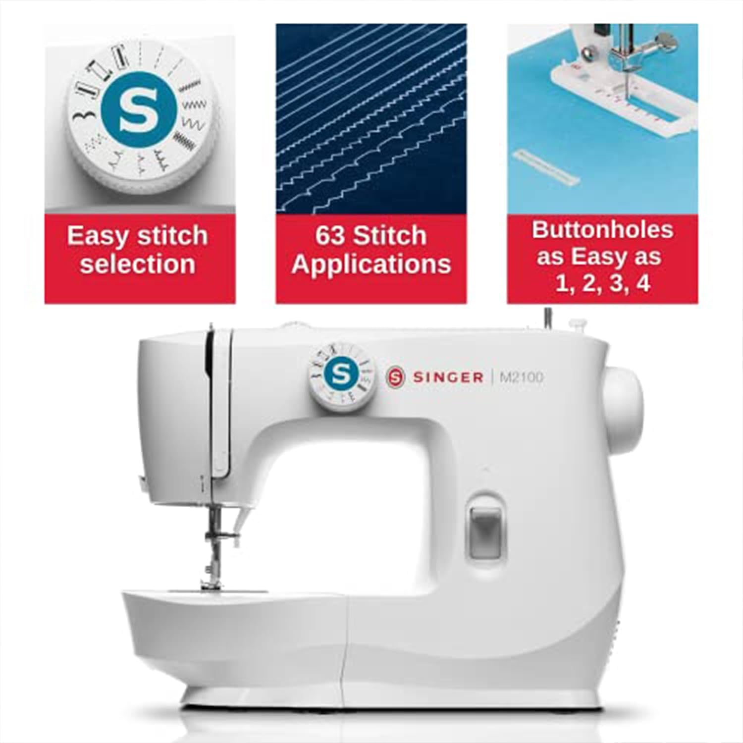 SINGER® M2100 Lightweight Compact Sewing Machine with Accessory Kit