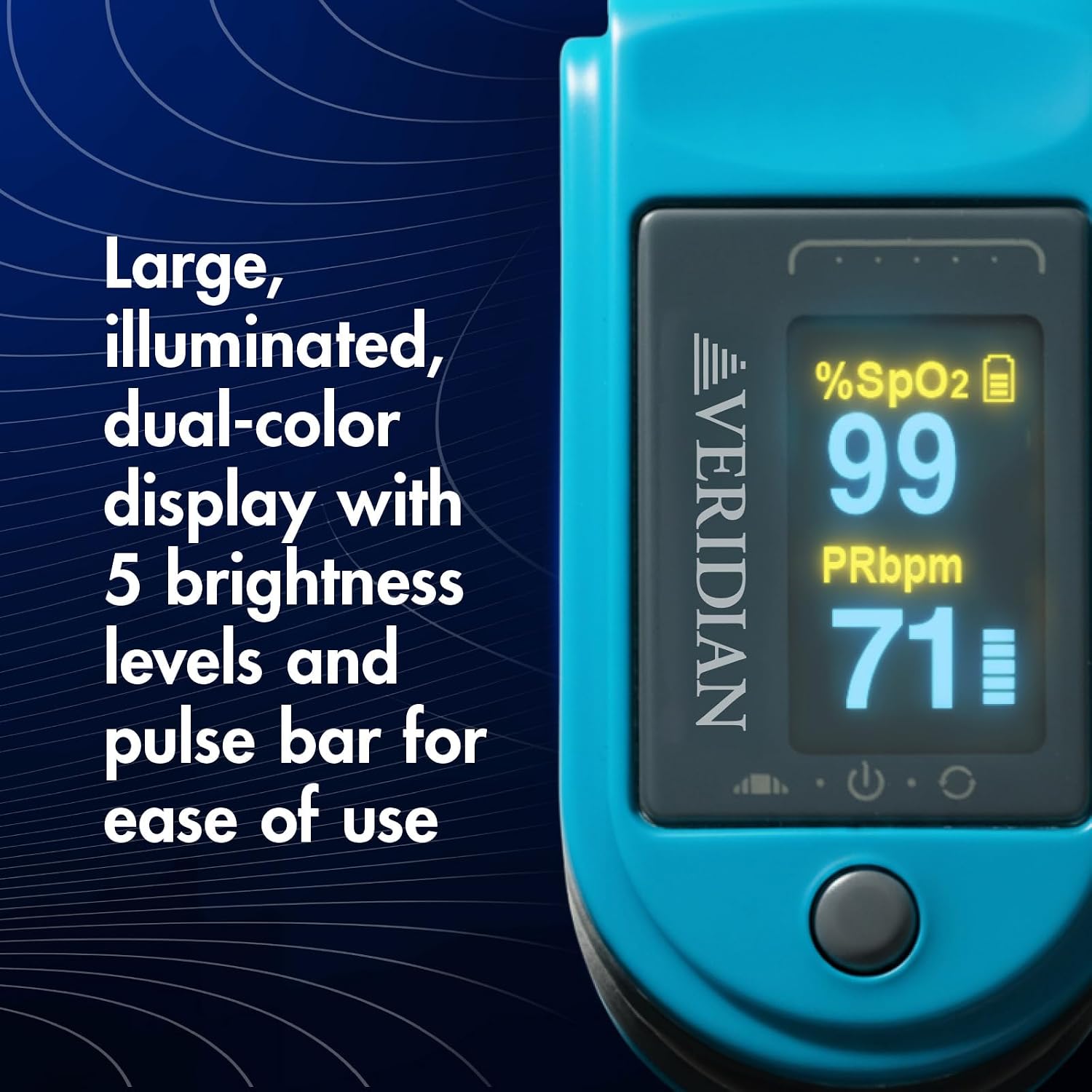Deluxe Fingertip Pulse Oximeter | Pulse Rate Monitor, Auto-Rotating Display with 4 Backlit Modes, Lanyard & Batteries Included