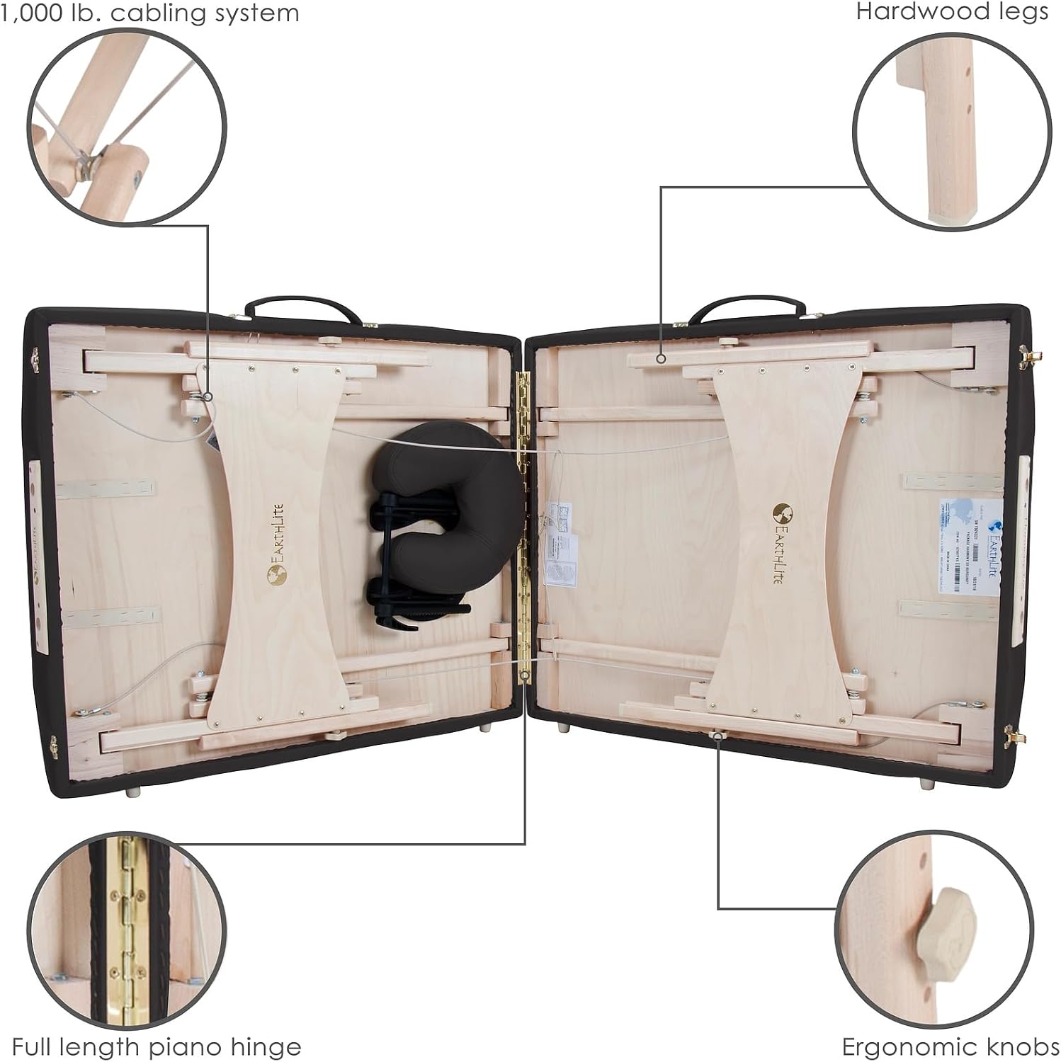 EarthLite Harmony DX Portable Massage Table Package, Includes Table + Face Cradle + Carrying Case, 30" x 73, Black