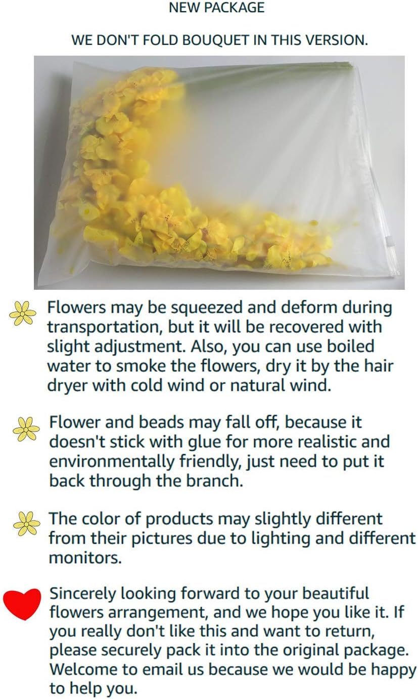 Yellow Artificial Flowers Orchids Silk Fake Flowers in Bulk, 12 Pcs (Each 38.5”), for Wedding Festive Party Home Office Decoration, No Include Vase