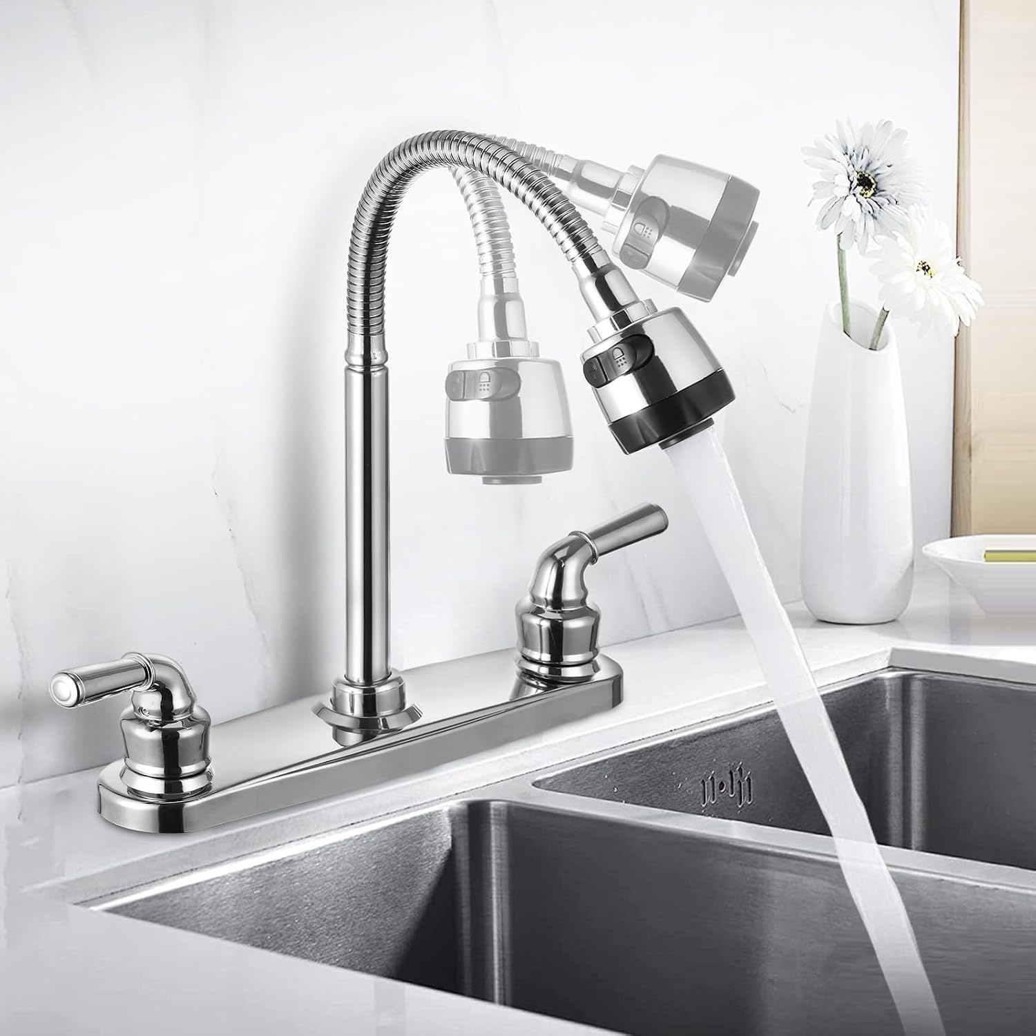 RV Kitchen Faucet Non-Metallic, Flexible Spout for Campers, Motorhomes, Travel Trailers