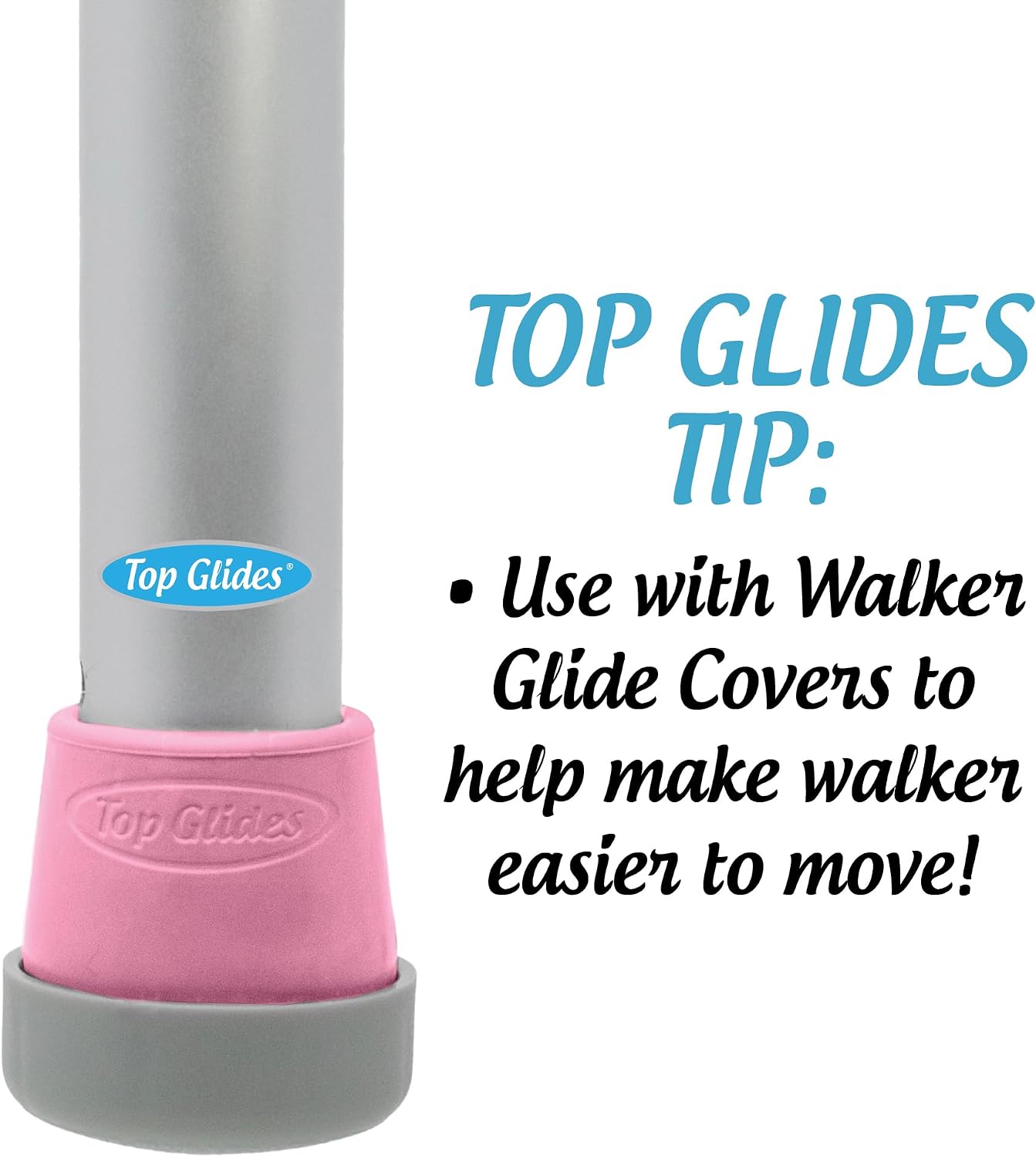 Steel-Reinforced Walker Glide Tips (Gray, 1 1/8")