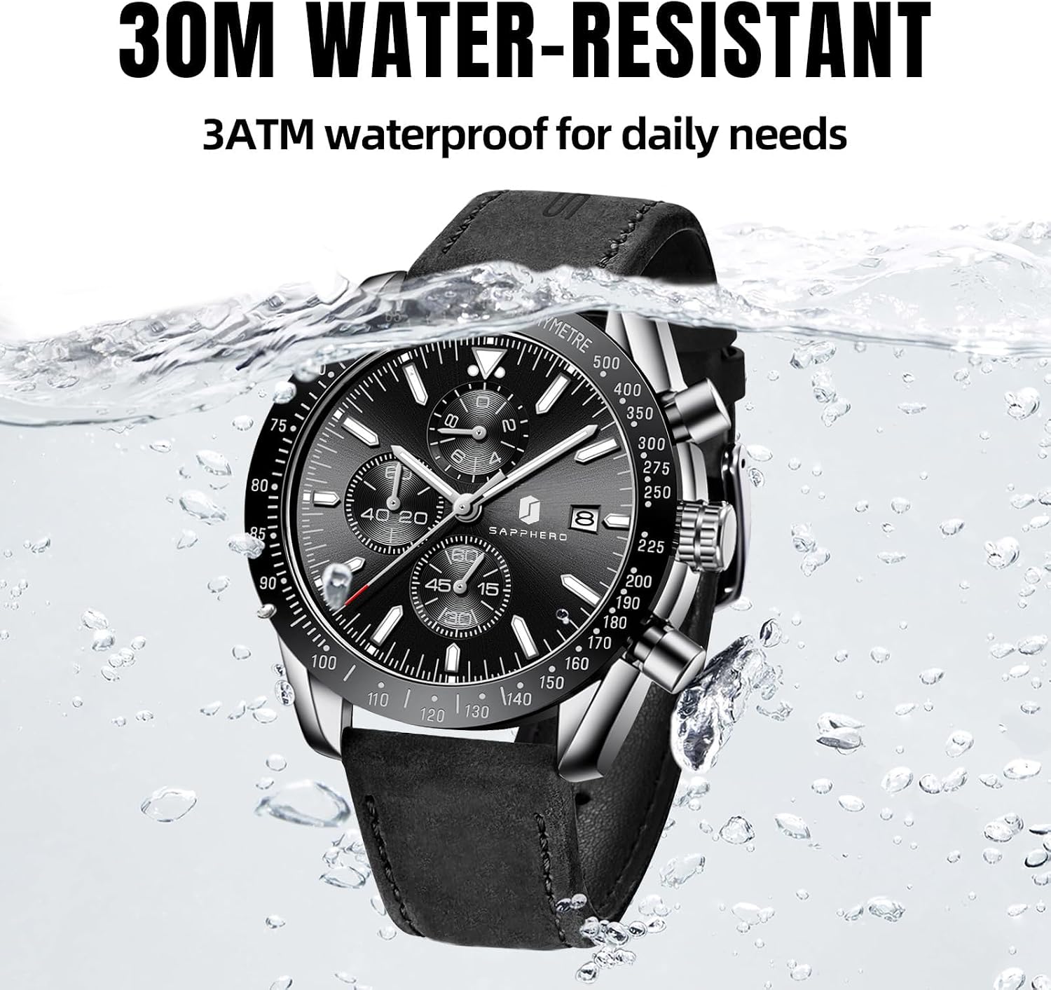 BENYAR Watch for Men Analog Quartz Chronograph Waterproof Luminous Designer Mens Wrist Watches Business Work Sport Casual Dress Watch with Silicone Strap Elegant Gifts for Men