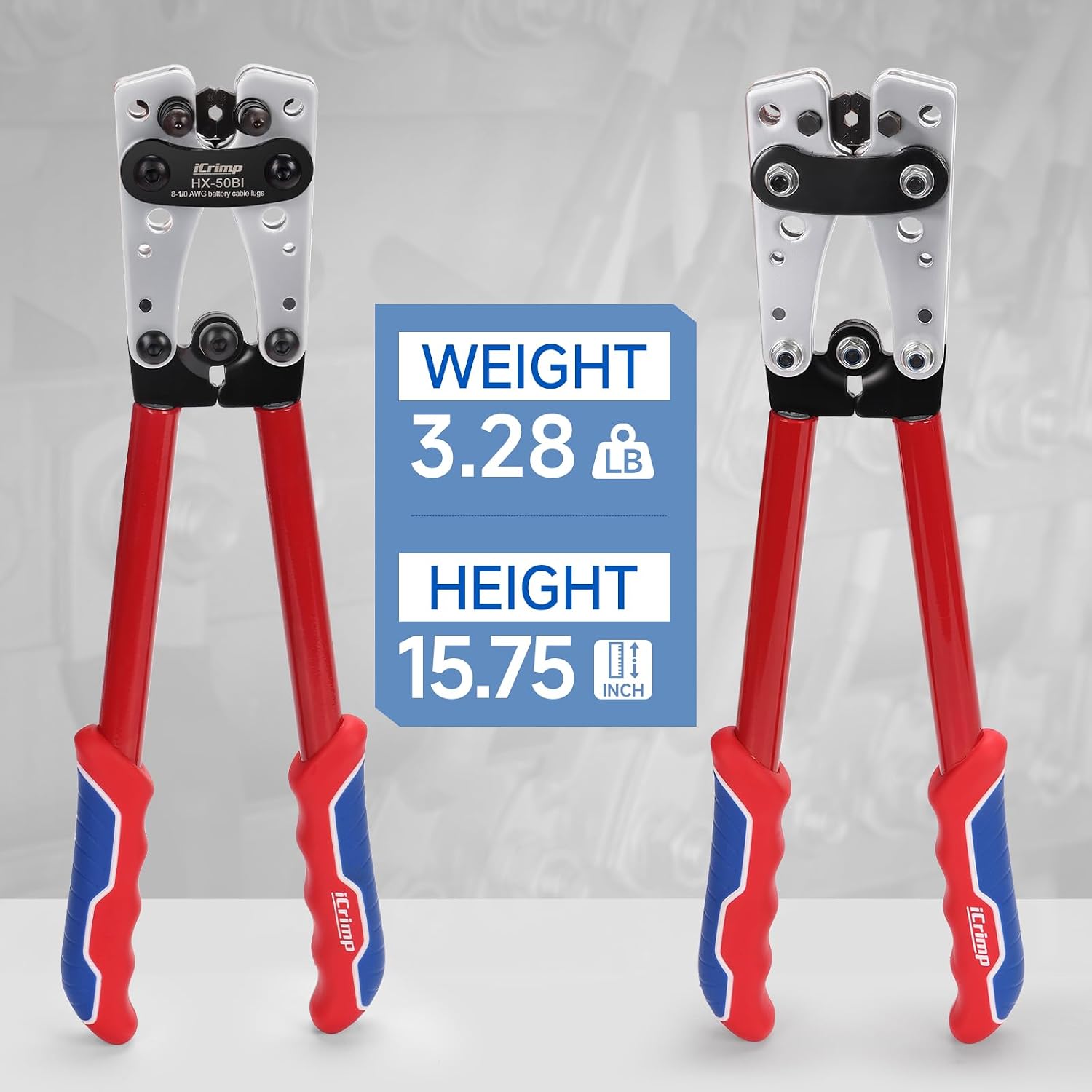 iCrimp Cable Lug Crimping Tool for Heavy Duty Wire Lugs AWG 8-1/0 | Battery Cable Crimper, Battery Terminal, Copper Lugs