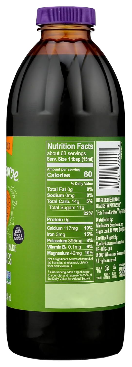 Wholesome FT Organic Molasses 32oz Bottle, 1-Pack