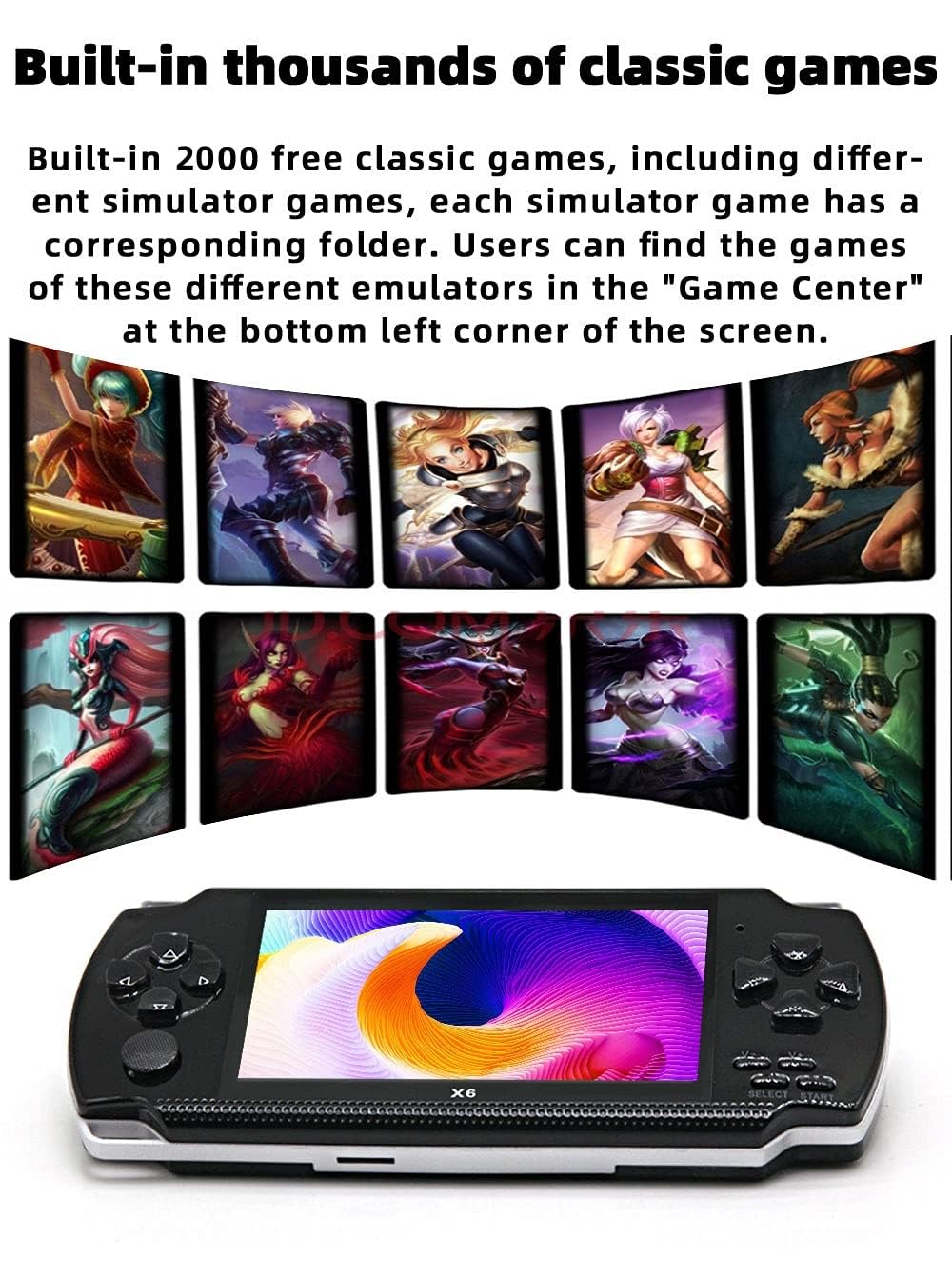 JXD Handheld Game Console 4.3 inch 8GB Built in 2000 Games for Multiple Simulators X6 Retro Video Game Console Mp3/4/Ebook TV Out Mini Hand Portable