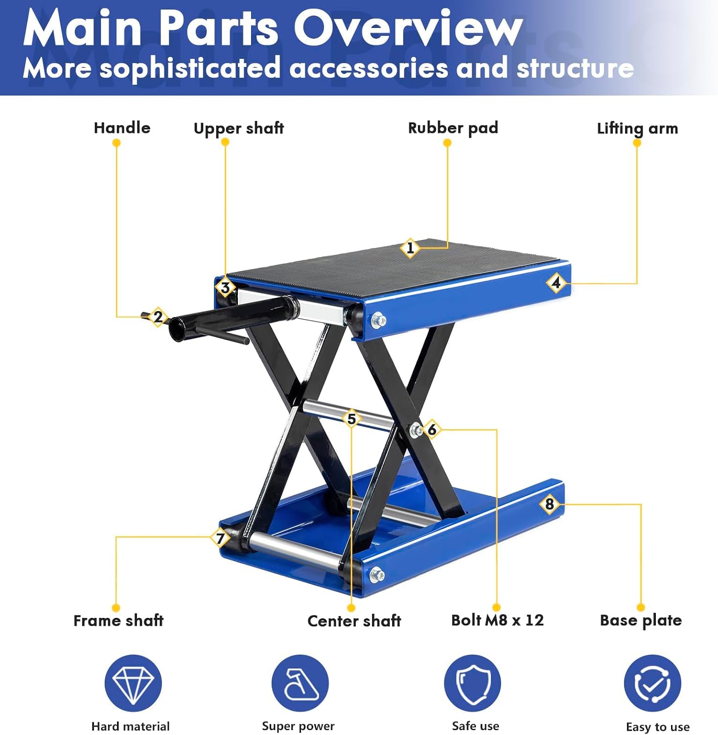 SUNROAD 1100 lb Motorcycle Scissor Lift Jack, Red | Compact Quick Lift Stand, For Dirt Bikes, ATVs & Scooters, Center Jack, For Home Garage & Track Maintenance