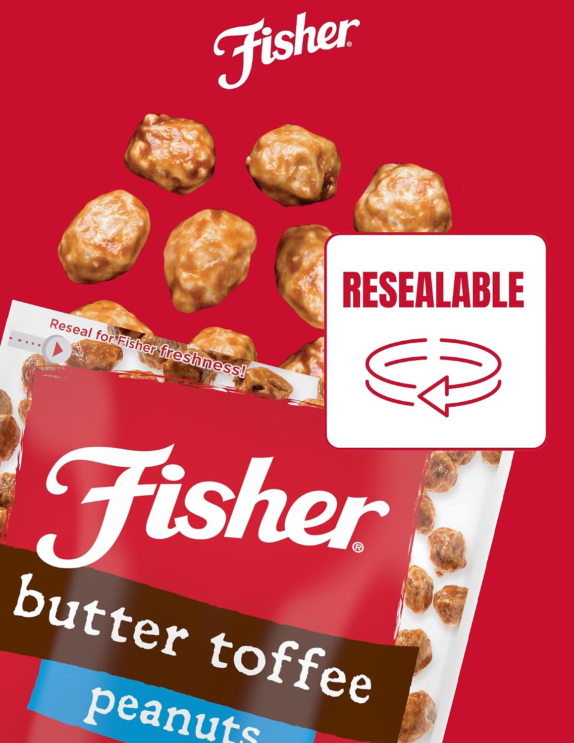Fisher Snack Butter Toffee Peanuts, 42 Ounces (Pack of 1), No Artificial Colors or Flavors, 100% Recyclable
