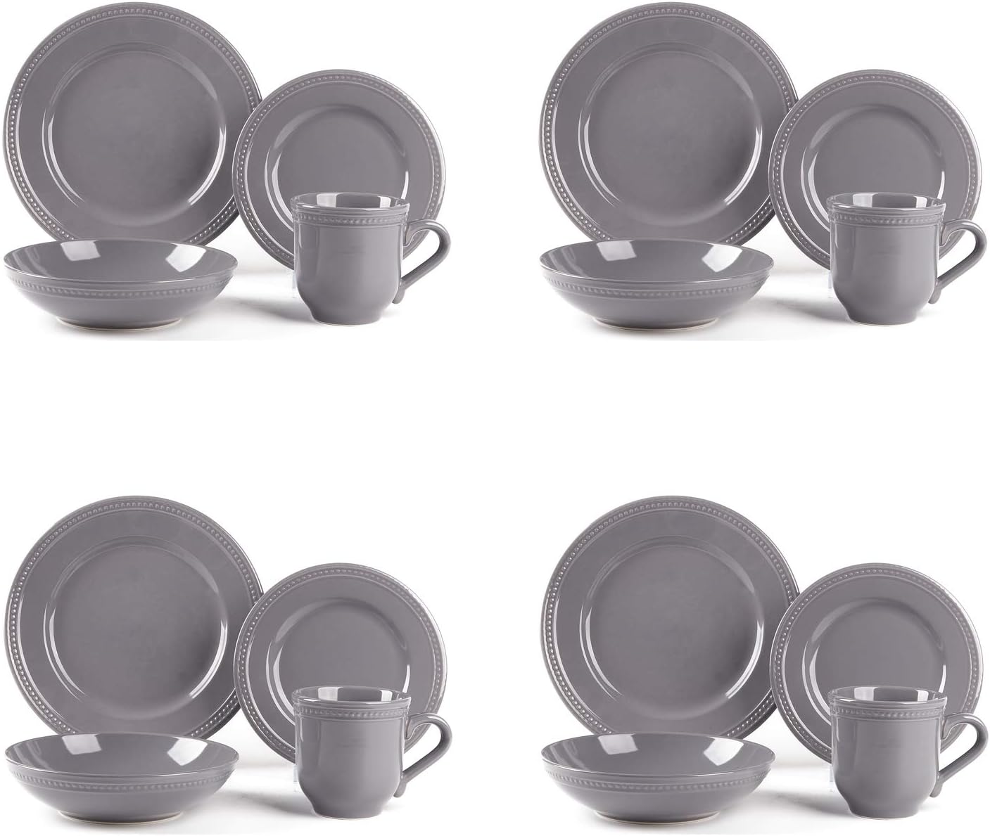 HomeVSS 20-Piece Pearl Dots Stoneware Dinnerware Set, Pink, Service for 4