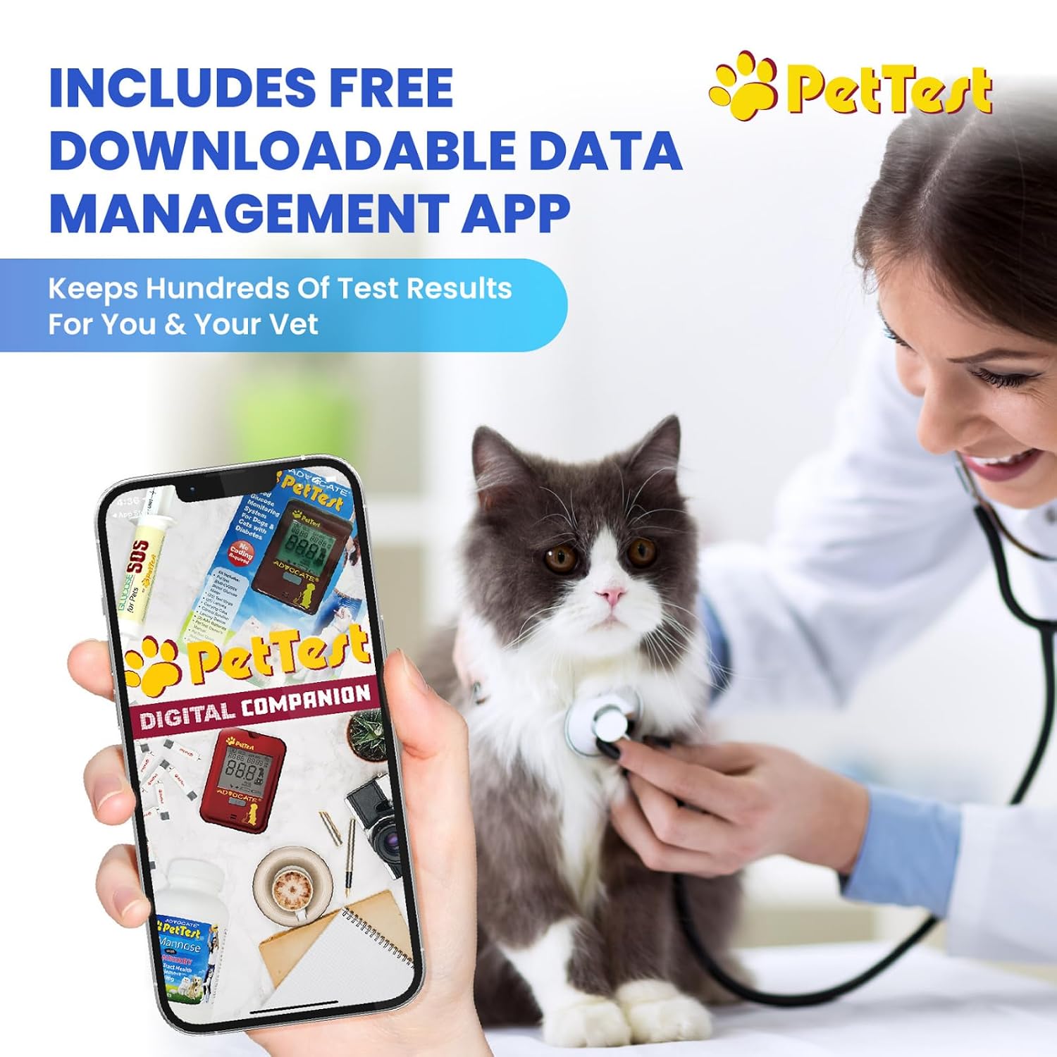 PetTest Genteel Glucose Monitor Kit for Dogs and Cats, Pain-Free Testing