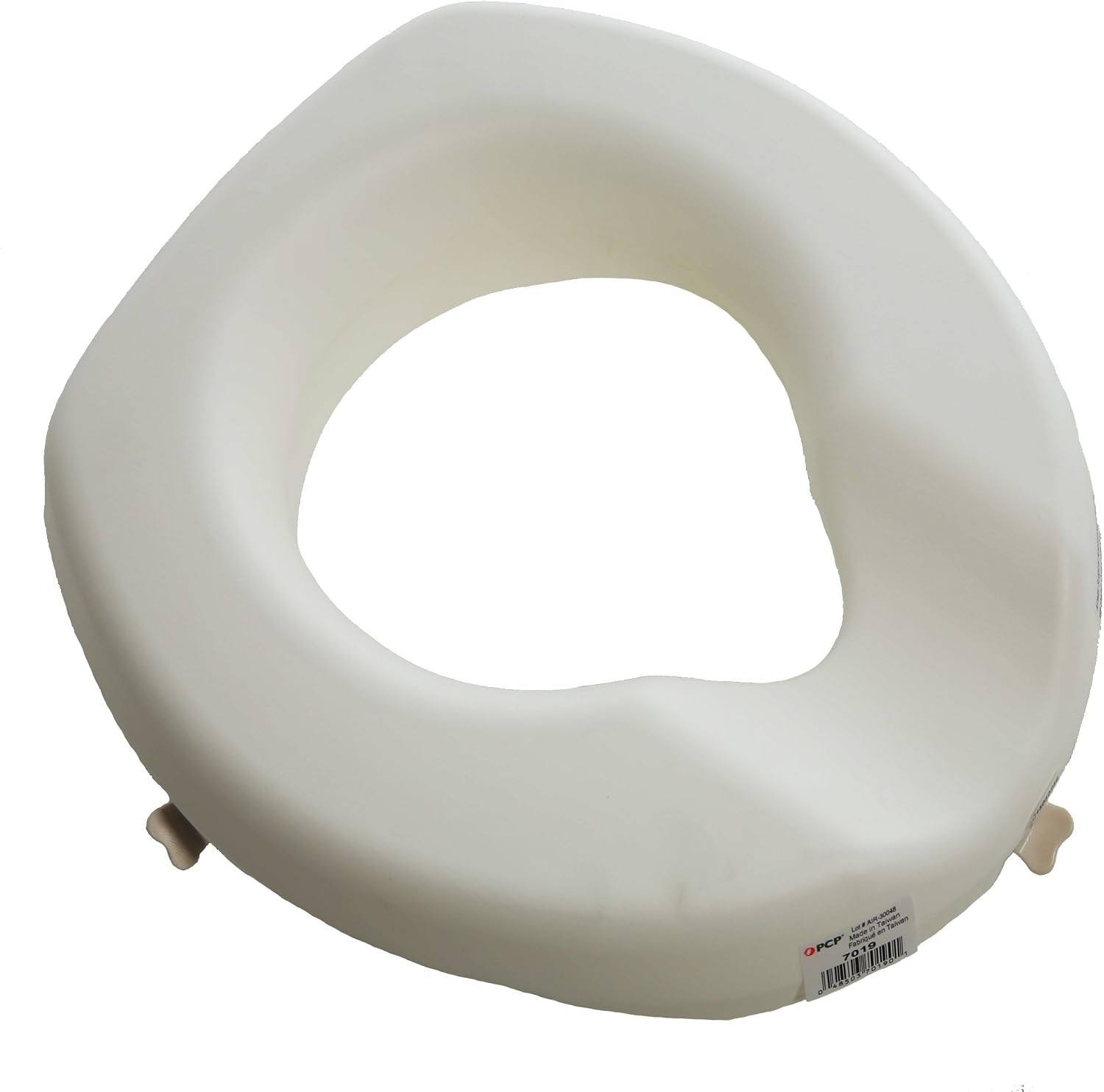 PCP Raised Toilet Seat, Increase Height Over Commode, Elevated, White, 3 Inch Rise