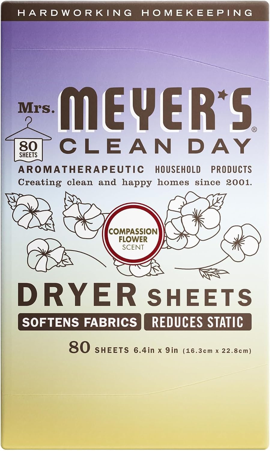 MRS. MEYER'S CLEAN DAY Dryer Sheets, Lavender, 80 ct