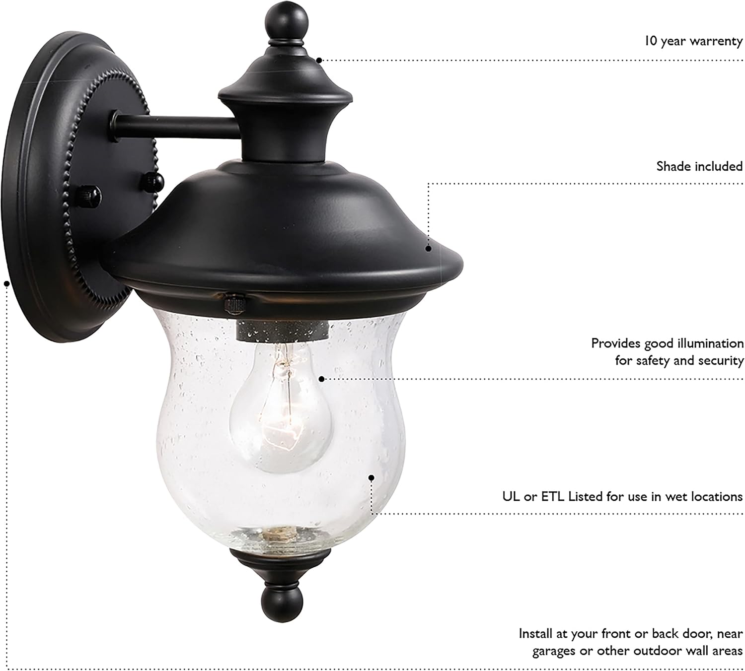 Design House Coach Outdoor Wall Light, Oil Rubbed Bronze | Wall Mount, Traditional, Steel, Lighting, 506576
