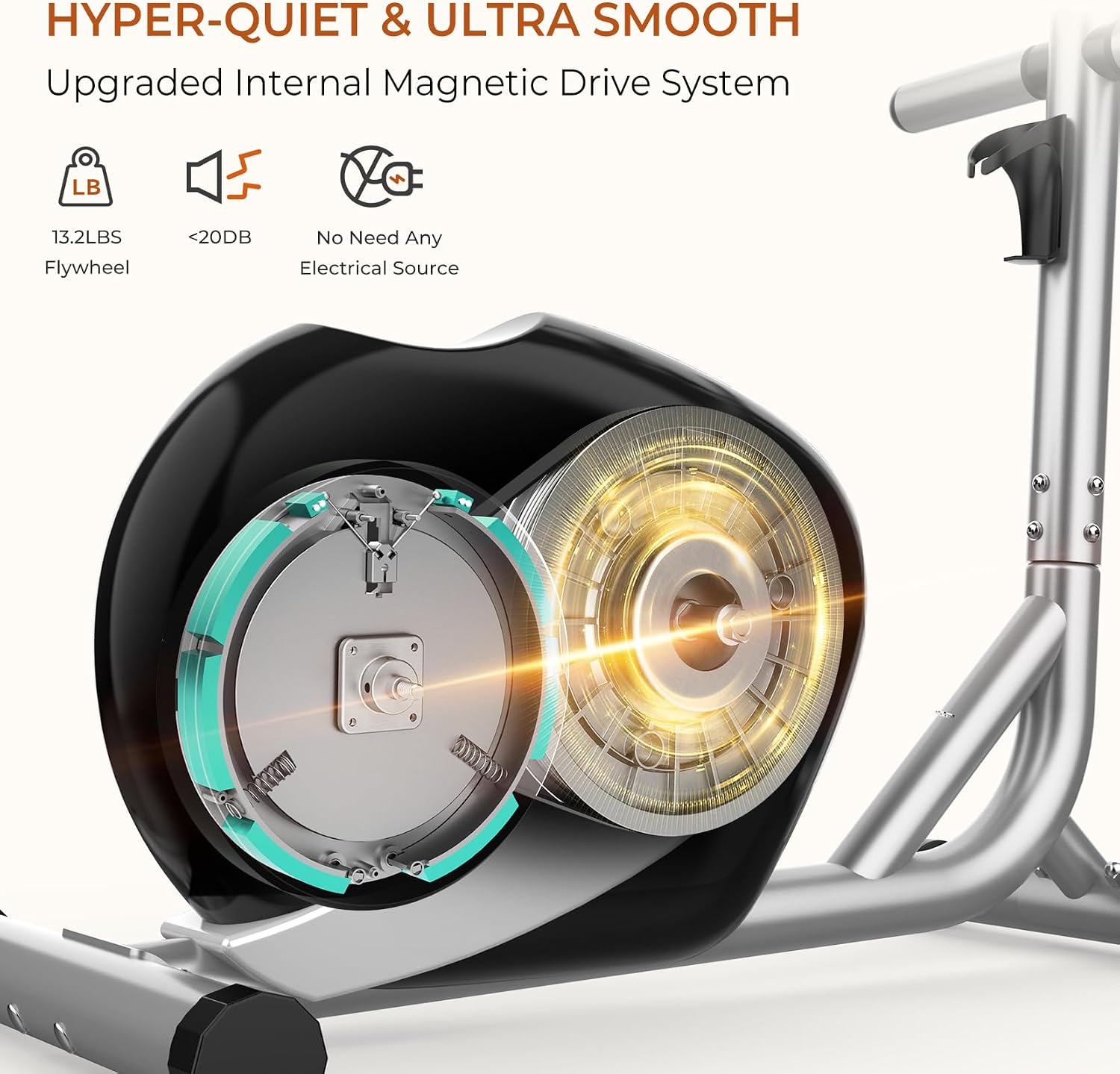 Dripex Elliptical Exercise Machine, Elliptical Machine for Home with 16 Resistance Levels, Quiet & Smooth Magnetic Elliptical Training Machines with 13.2 lb Flywheel, LCD Monitor & Pulse