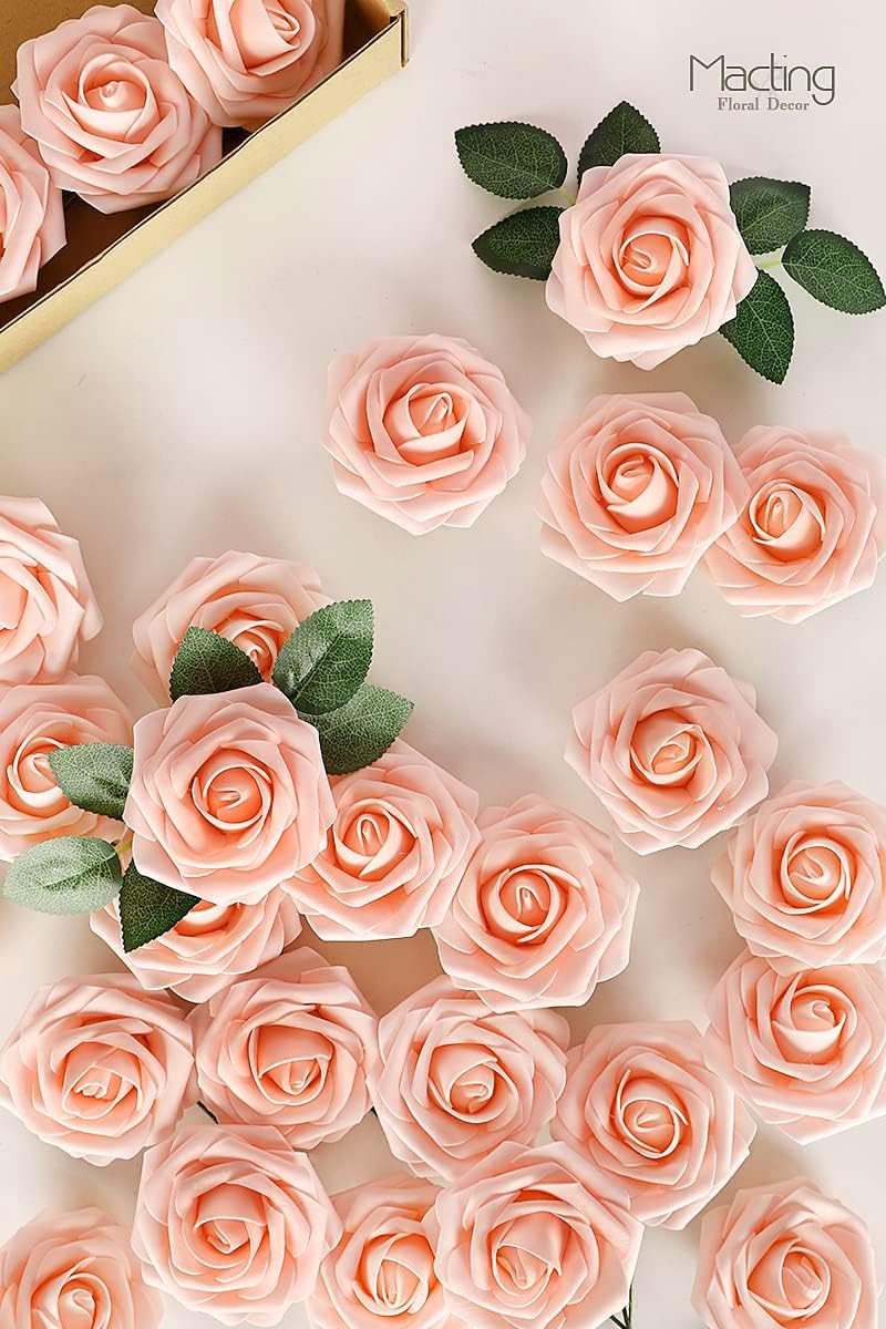 30PCS Yellow Artificial Flowers, Real Touch Fake Roses for Fall Decorations