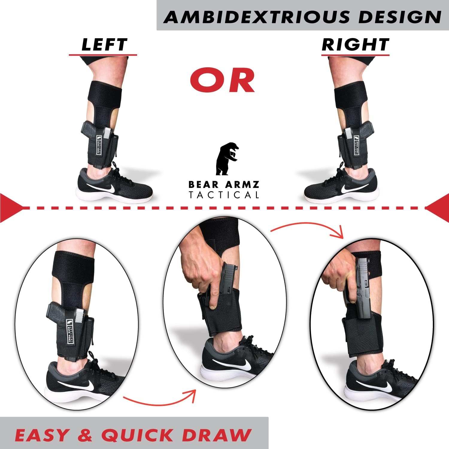 Ankle Holster for Concealed Carry | American Company | Comfortable & Secure | Compatible with Glock 43, 42, 30, 27, 26 S&W M&P Shield 9mm, Bodyguard .380, Ruger LCP, LC9, Sig Sauer P365 P238, Kimber
