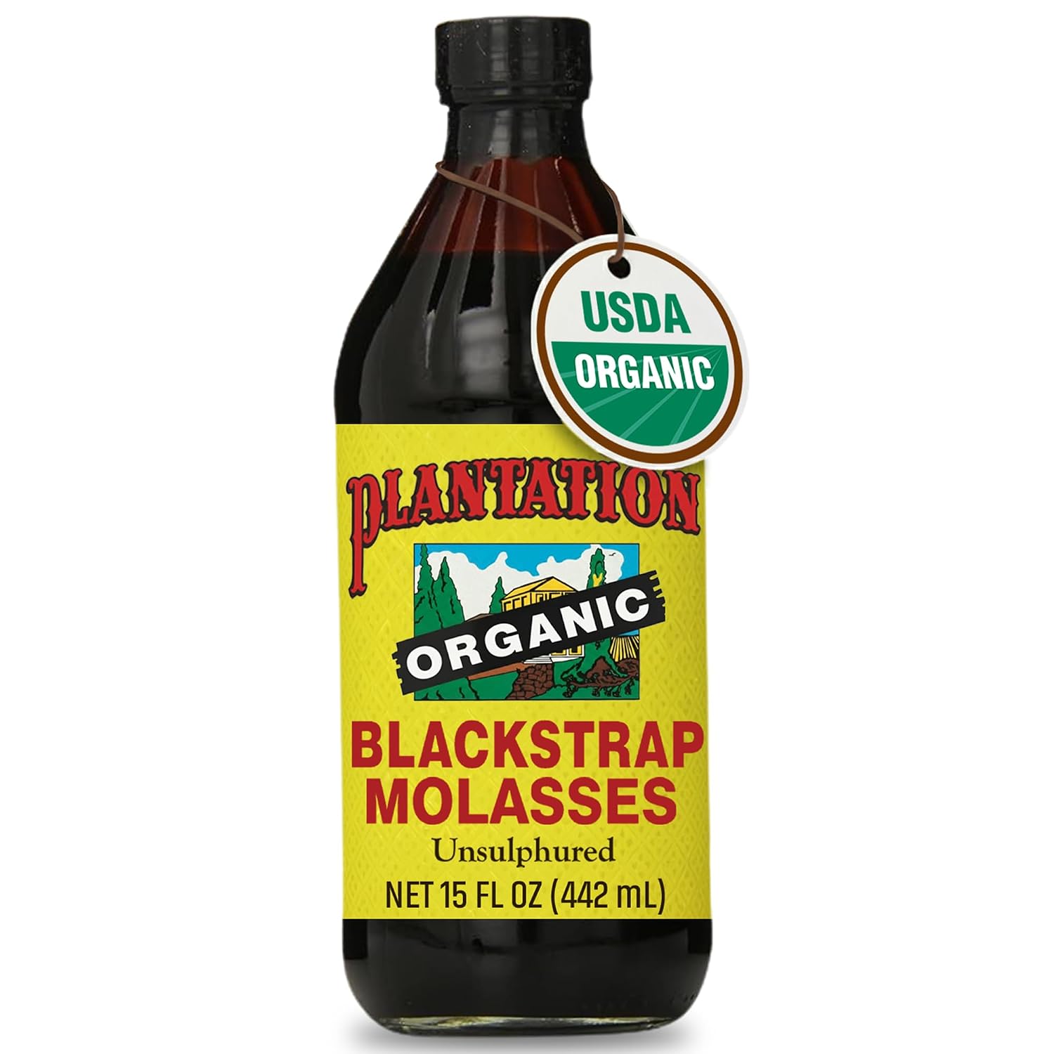 Plantation Organic Blackstrap Molasses 15 oz – USDA Organic Unsulphured Blackstrap Molasses, Natural Sweetener for Baking, Cooking & Beverages