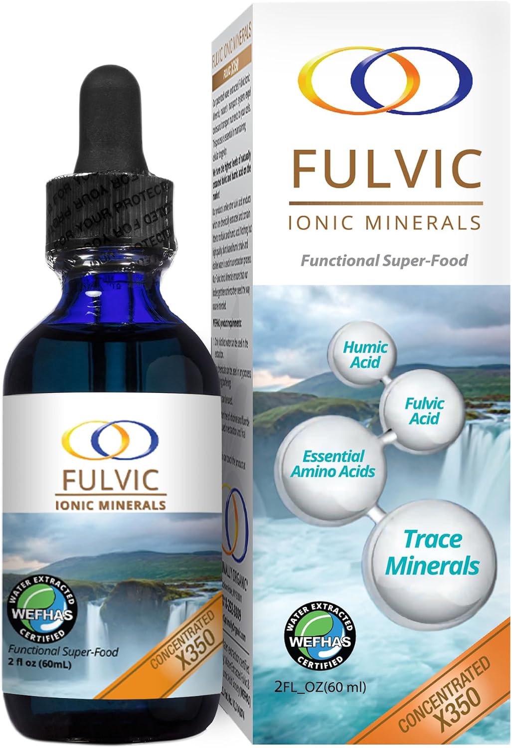 Optimally Organic Water Extracted Fulvic Ionic Minerals X350 - Patented BioActive Fulvic Acid, Humic Acid, Trace Minerals
