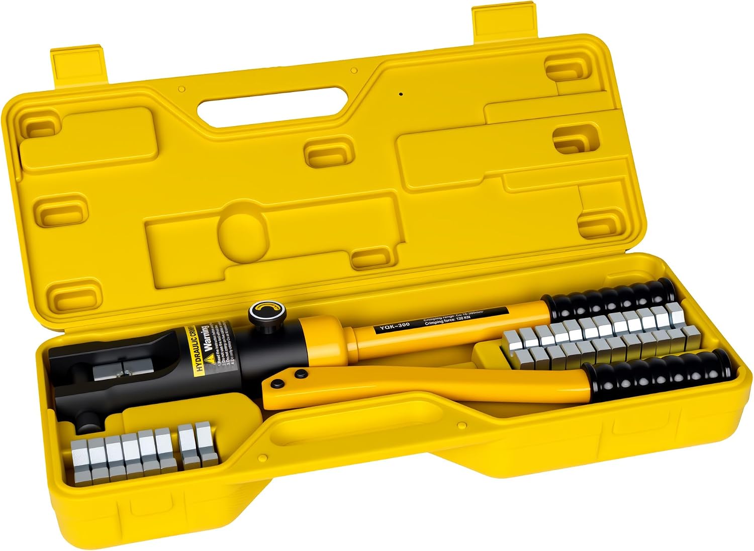 10 Tons Hydraulic Crimping Tool, 12 to 2/0 AWG battery cable crimper | 9 Pairs of Dies hydraulic crimper, for Battery Cable Lugs, Cable Railing, Marine, RV and Solar Wiring