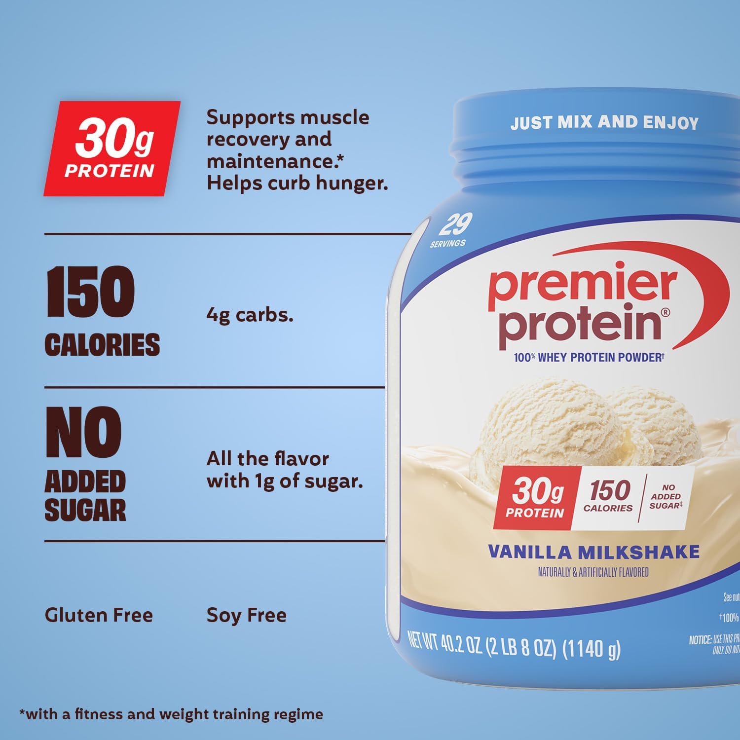 Premier Protein 30g High Protein Powder, 100% Whey, Chocolate, 17 Servings | No Added Sugar, Supports Muscle Health, Soy & Gluten-Free, 1.44 lb
