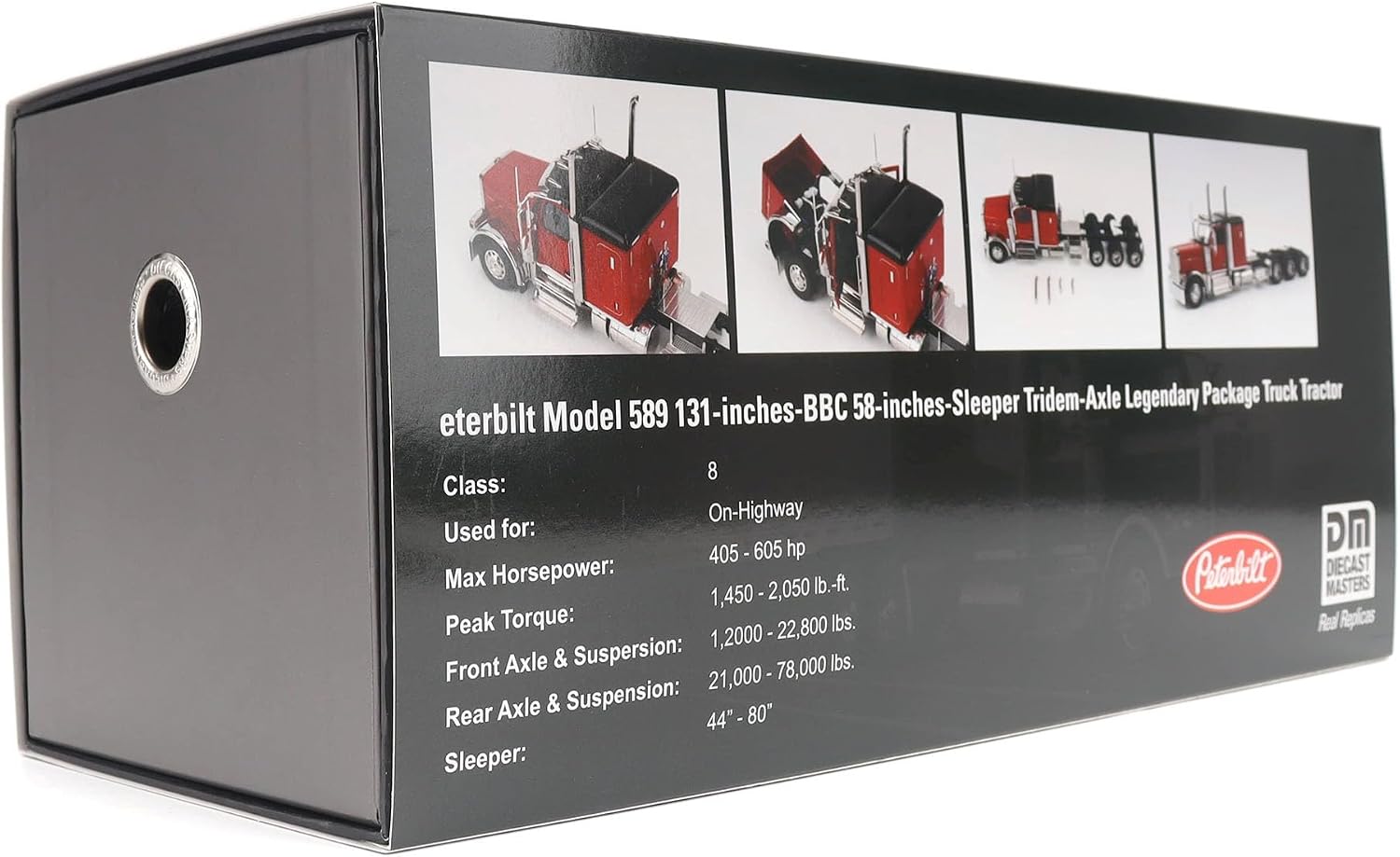 1:32 Scale Peterbilt Model 589 131-inches-BBC 58-inches-Sleeper Tridem-Axle Legendary Package Truck Tractor (Legendary-Red Color) - Transport Series