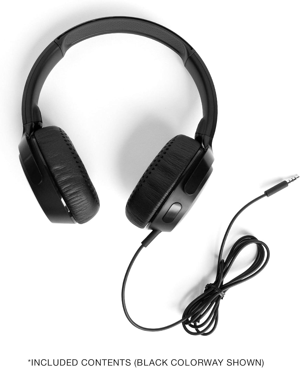 Skullcandy Riff On-Ear Wired Headphones with 3.5mm AUX Plug - Black | Travel Ready with 3.5mm Wired Connection, Built-In Microphone, Foldable Lightweight Comfortable Design, Durable Headband
