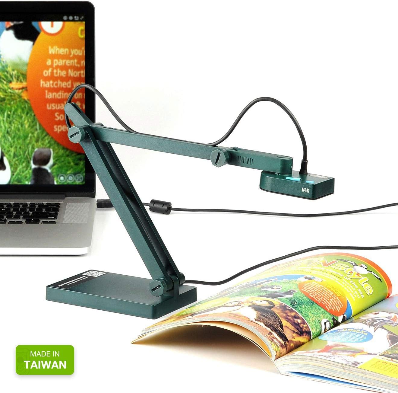 IPEVO V4K Ultra High Definition 8MP USB Document Camera — Mac OS, Windows, Chromebook Compatible for Live Demo, Web Conferencing, Distance Learning