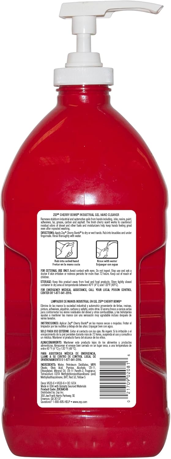 Zep Cherry Bomb Hand Cleaner - 48 Ounce - Volcanic Rock and Emollients - Perfect for Mechanics and DIY'ers