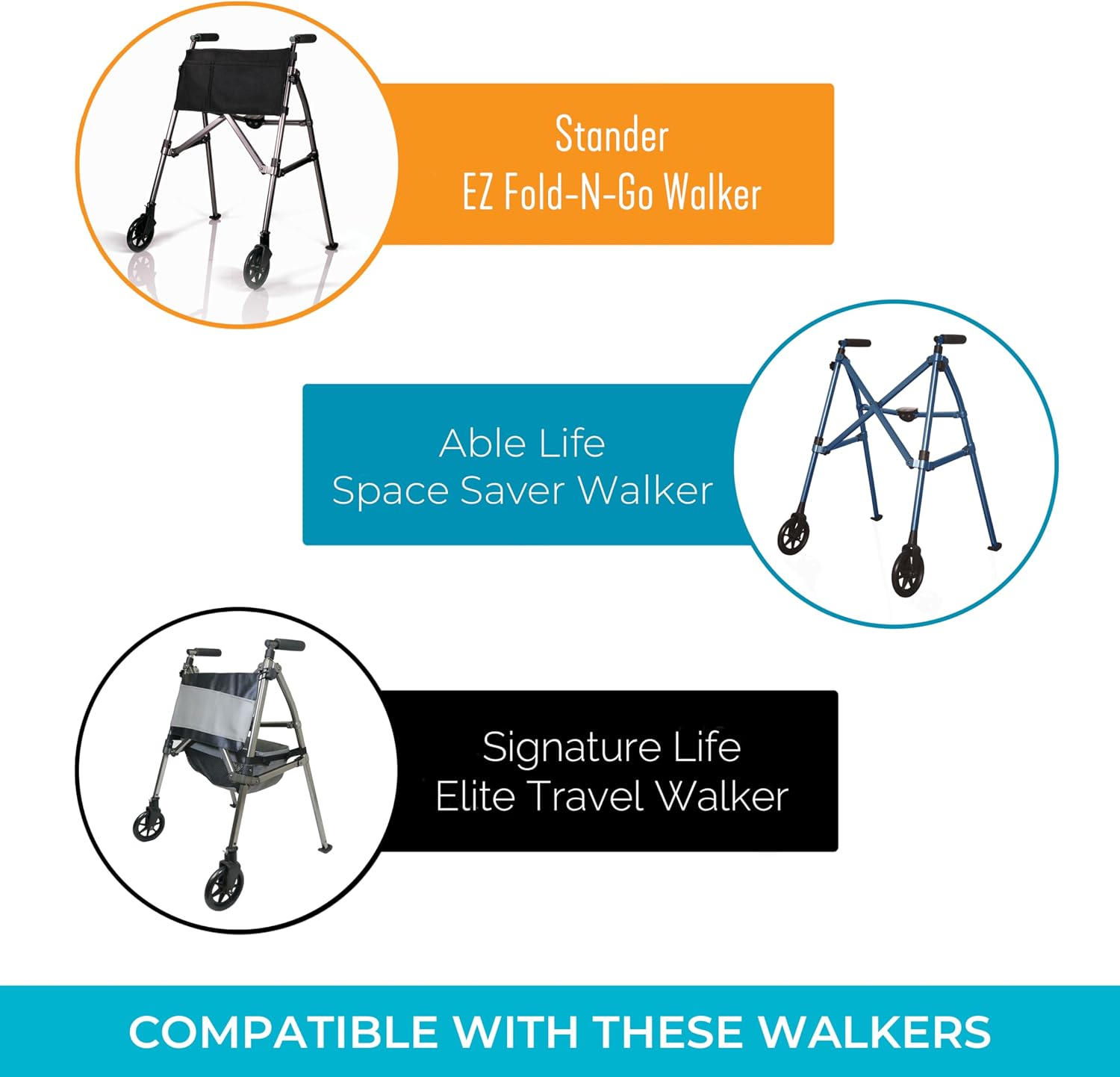 Stander Replacement Walker Hand Grips, Rolling-Walker Foam Grip Handles for Adults, Seniors, and Elderly