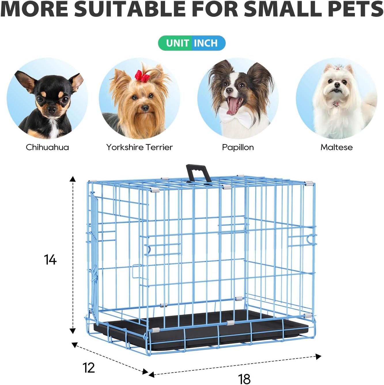 BestPet | Dog Crate | 48" | Black | Foldable Metal Kennel with Double Doors