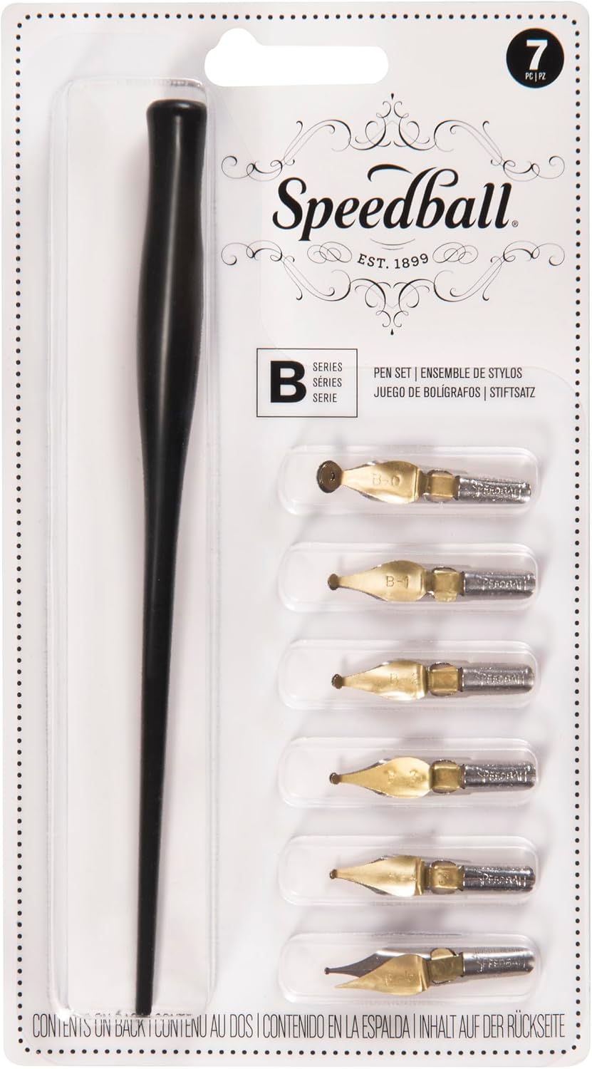 Speedball C-Series Lettering Pen Set, Left-handed - 1 Penholder w/ 6 Nibs