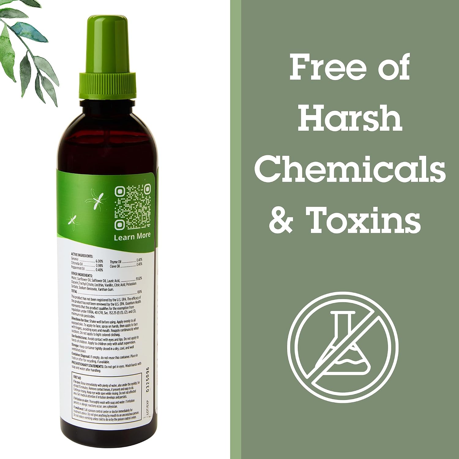 Quantum Health Buzz Away Extreme Mosquito & Tick DEET-Free Repellent, 8 oz | Effective Outdoor Bug Spray, Kid-Friendly, Geraniol, Peppermint, Citronella, Thyme & Clove, Independent Field Tested