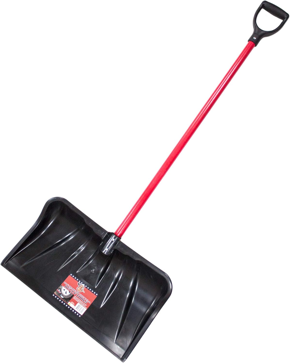 22" Combo Snow Shovel Pusher Fiberglass Handle, Made in USA | Top-grade poly, head 12.75"x22"x4.5", 56" length, Wirecutter Best Snow Shovel, D-grip