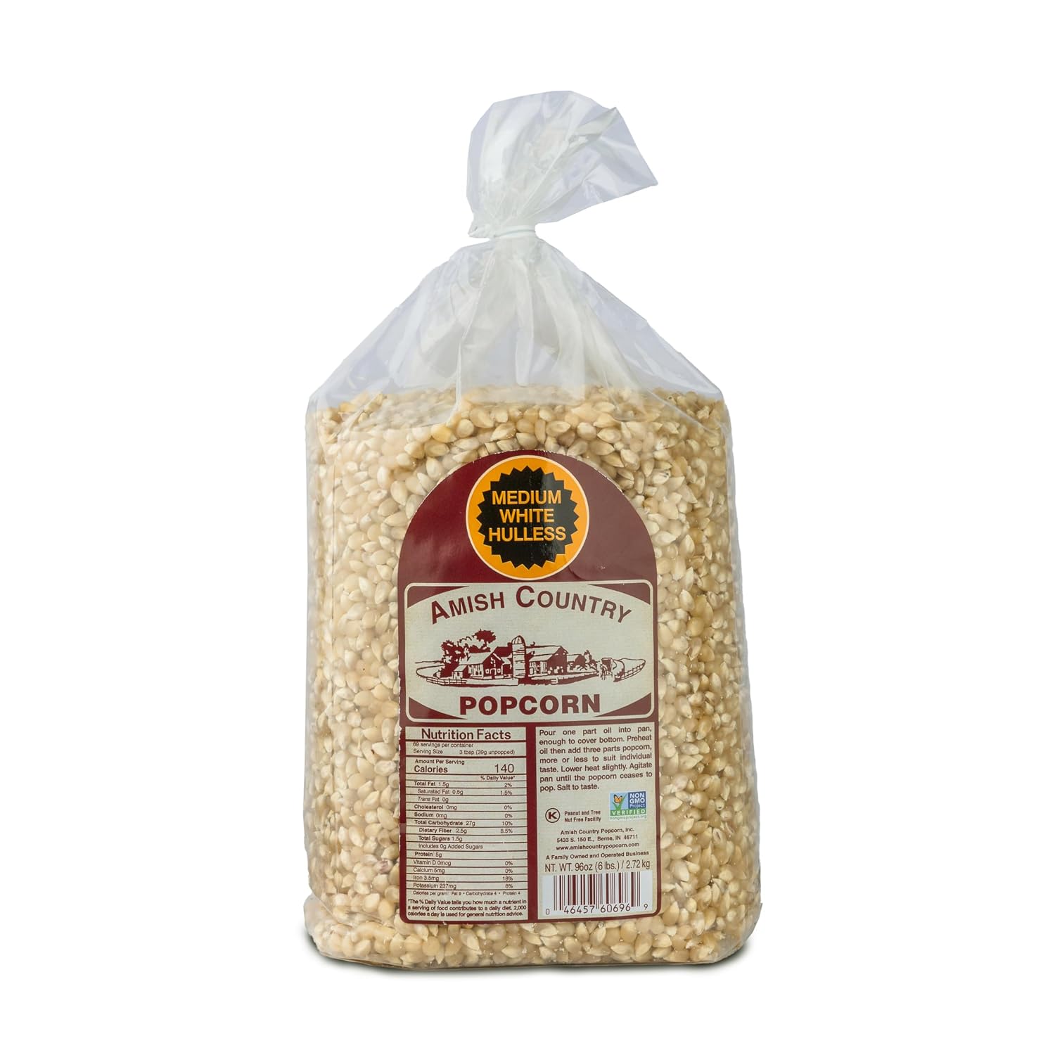 Amish Country Popcorn | 6 lb Bag | Medium White Popcorn Kernels | Old Fashioned, Non-GMO and Gluten Free (Medium White - 6 lb Bag)