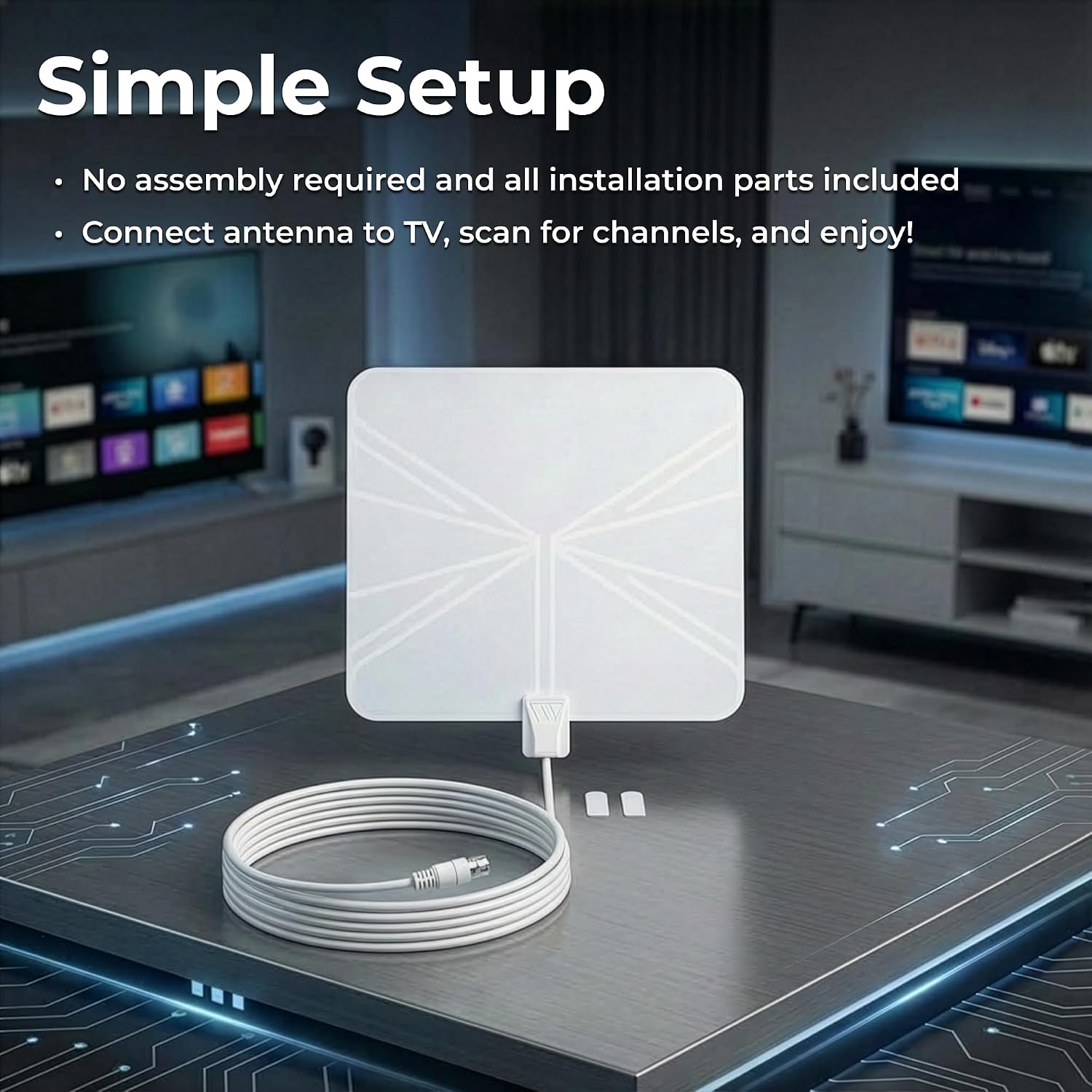 Winegard FL-5000 Indoor HD Antenna FlatWave - Non-Amplified VHF/UHF Indoor TV Antenna-Over-the-Air Reception-40 Mile Range-NextGen TV Compatible Ultra-Thin-Dual Color Easy Setup-For Metro Areas