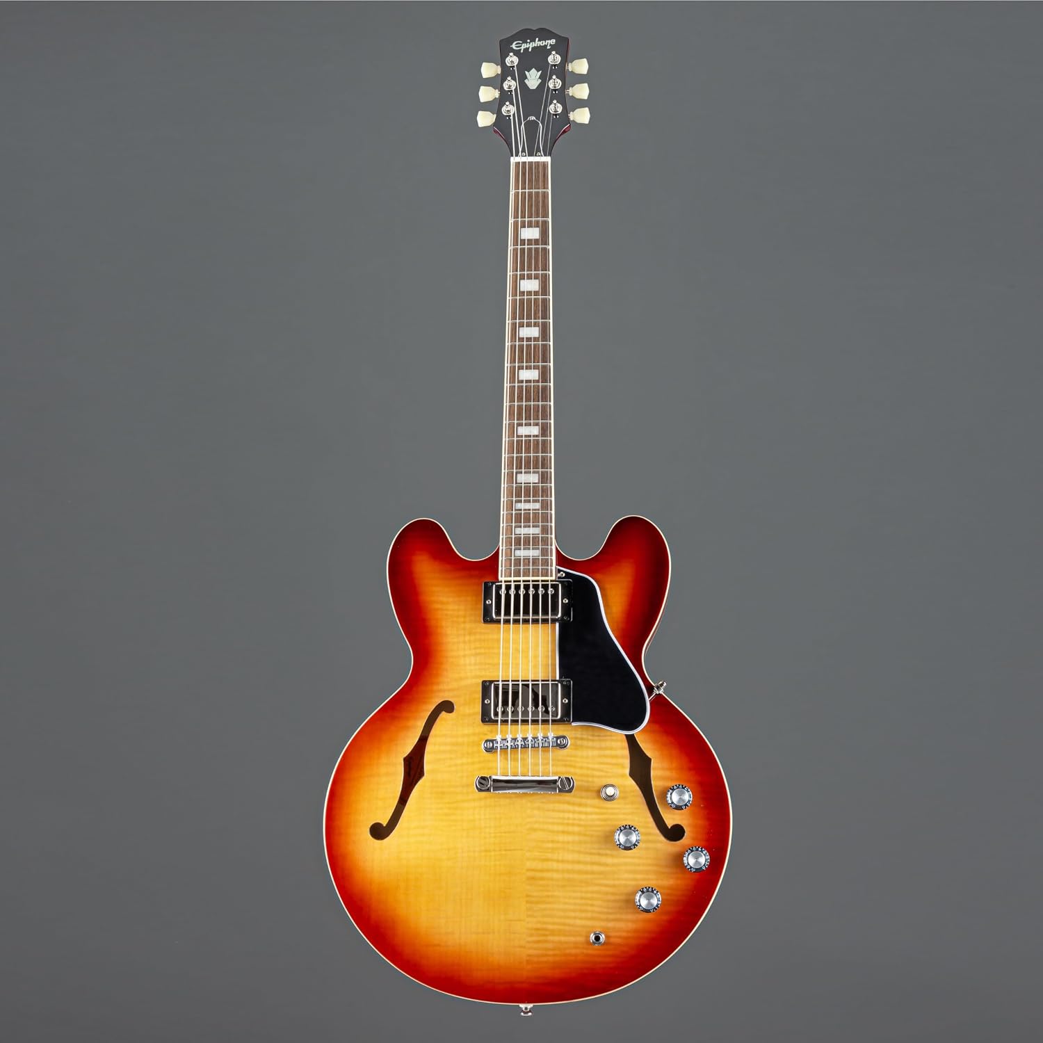 Epiphone ES335 Figured Top Semi Hollowbody, Raspberry Tea Burst