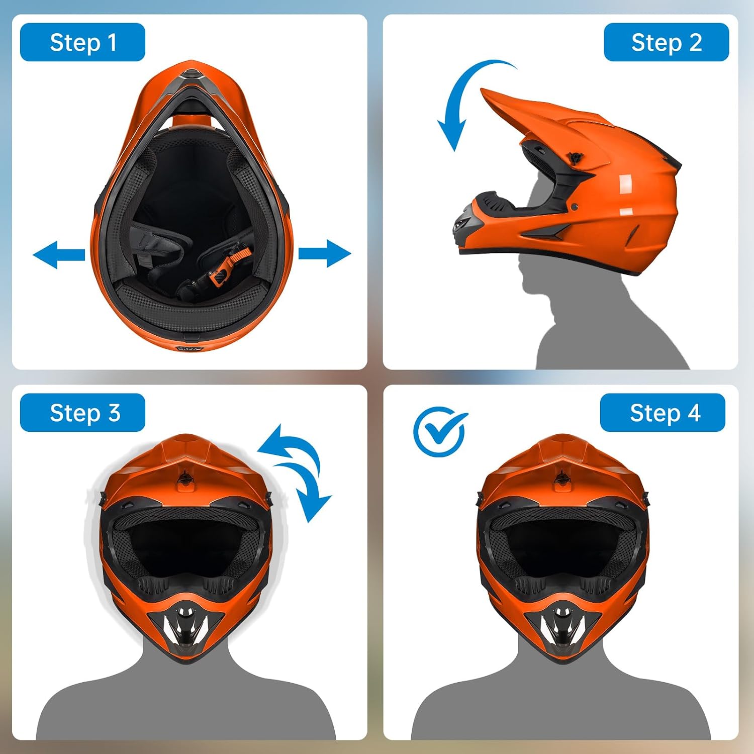 Youth Kids Dirt Bike Motocross Helmet (Goggles Gloves Face Mask) 4PCS Set, DOT Approved Full Face Motorcycle Helmets