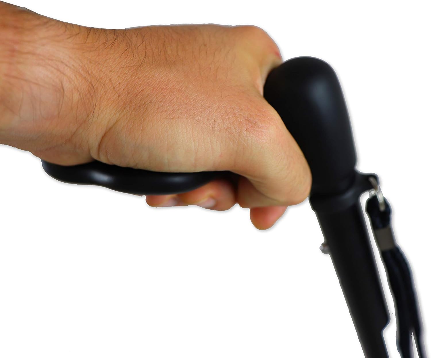 KMINA Folding Walking Cane for Women and Men, Palm Grip, Right Hand, Black