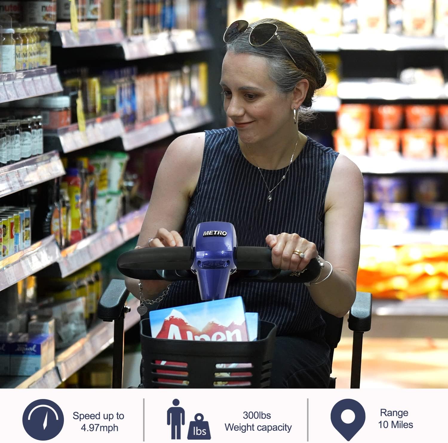 Metro Mobility 4 Wheel Powered Mobility Scooter for Seniors - 300 lbs Capacity Electric Mobility Scooter for Adults - Long Range Power Extended