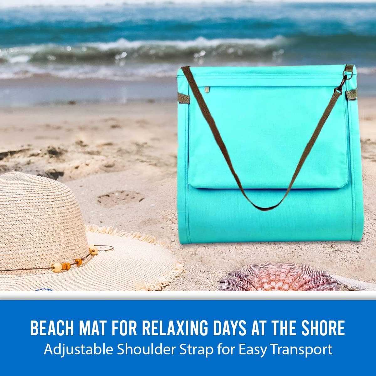Bo Toys Portable Beach Mat Lounge Chair and Tote (Plain Blue)