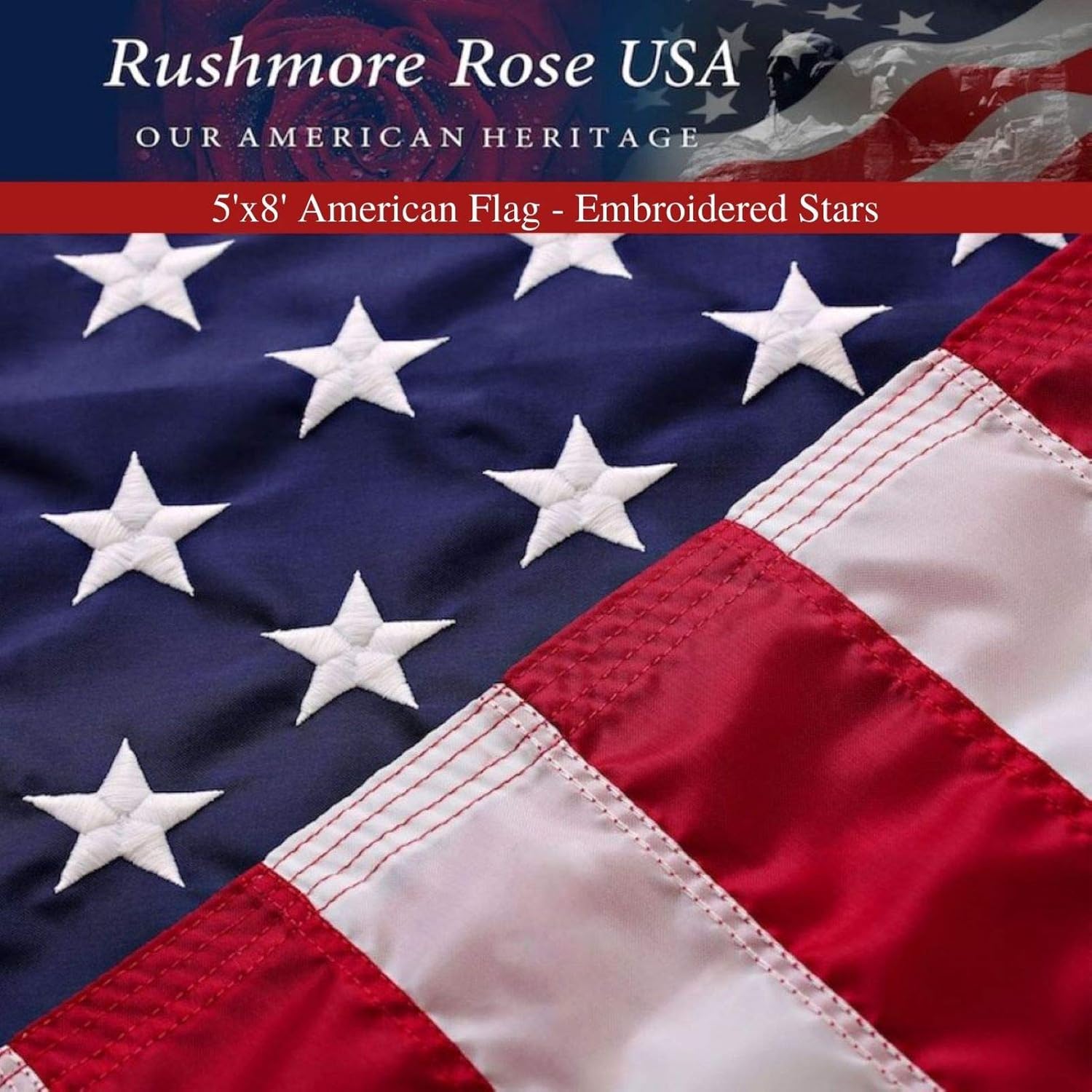 American Flag Made in USA | American Flags for Outside 3X5 | Premium US Flag 3X5 Heavy Duty Outdoor with Embroidered Stars and Sewn Stripes.